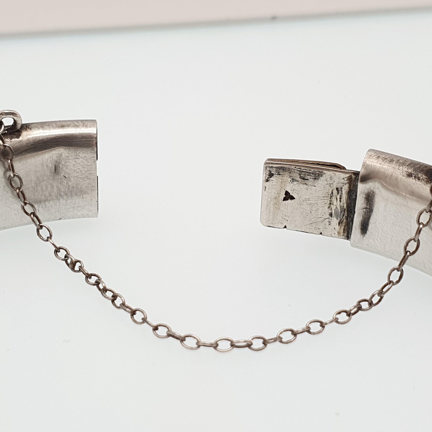 Antique Solid Silver Black Enamel Bangle Seed Pearl Bracelet Mourning Snap Vintage Jewellery Jewelry