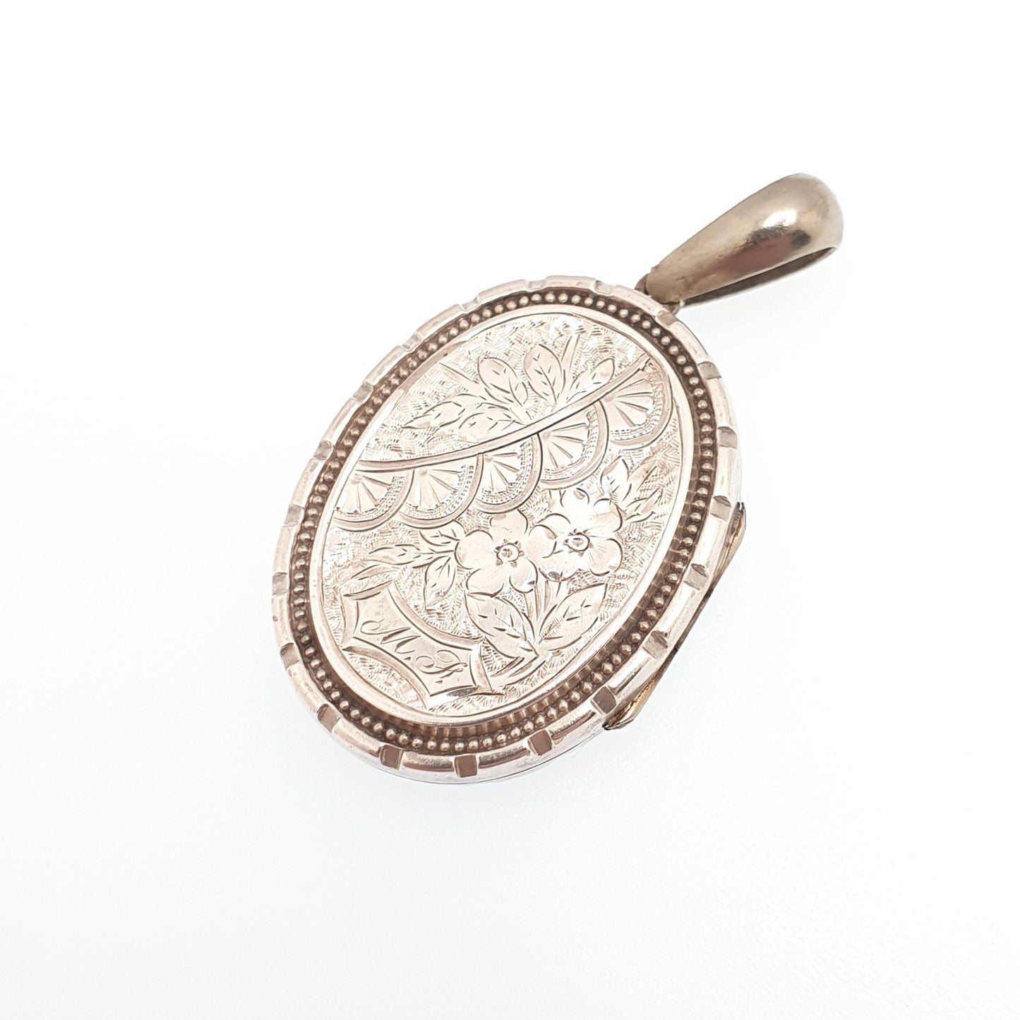 Antique Victorian Solid Silver Bird Locket Back and Front Pendant Necklace Hand Engraved Aesthetic Vintage