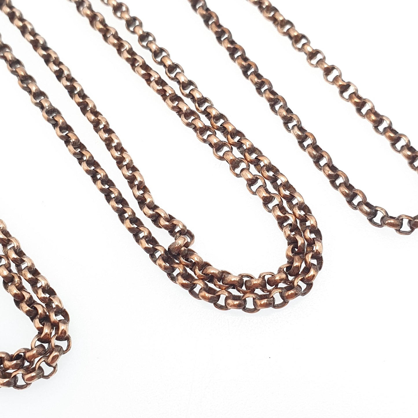 Antique Victorian Muff Chain Necklace Rolo Belcher Link Rose Gold Gilt Dog Clip Long 144cm 24.34g Guard Vintage