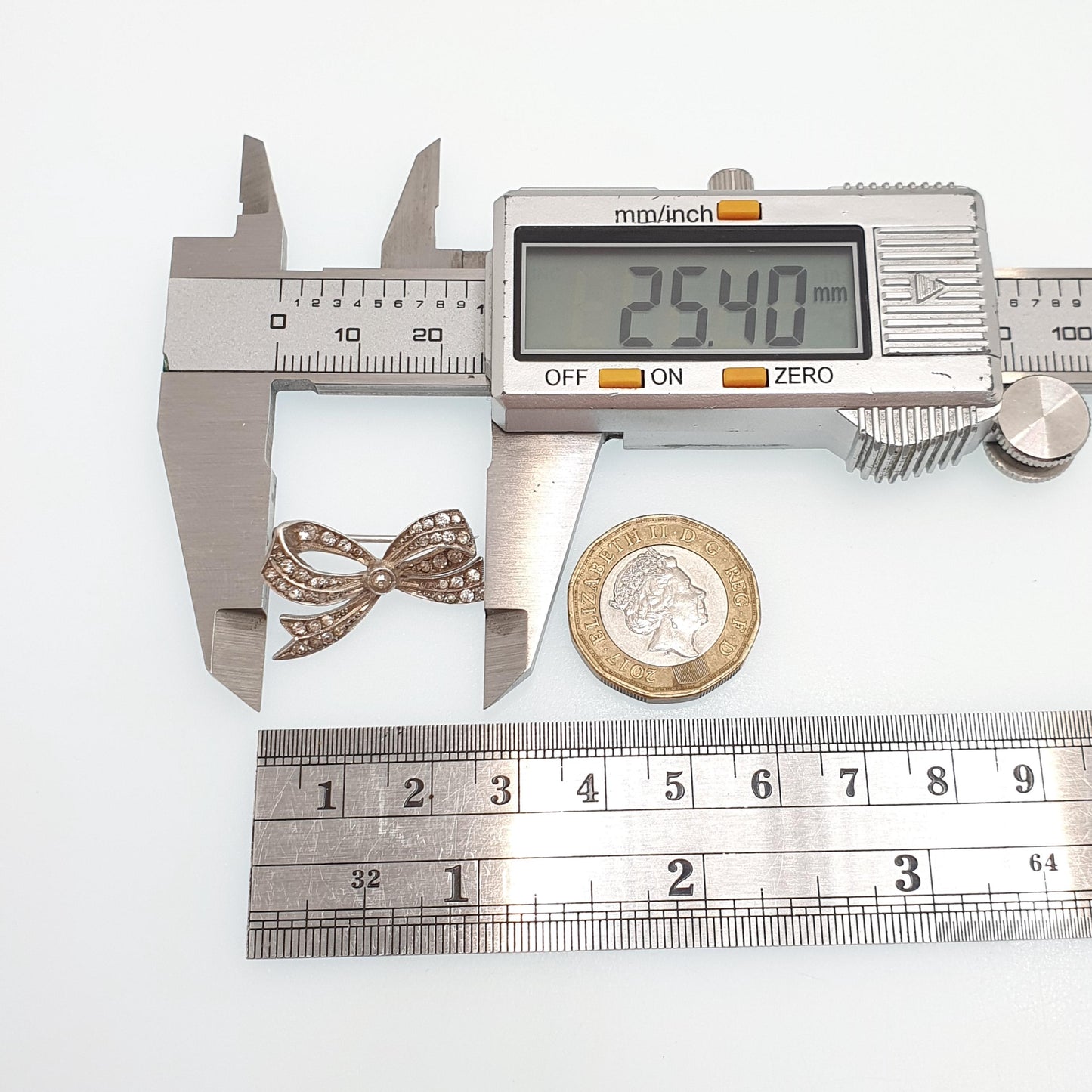 Antique Solid Silver Diamond Paste Brooch Art Deco Bow Ribbon Pin Scroll 1920s Flapper Sparkly Vintage Jewellery Jewelry