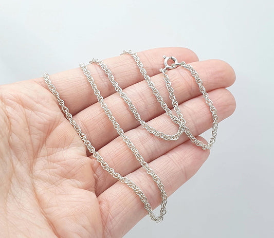Vintage Sterling Silver Rope Link Chain Necklace Twist Unisex Mens Womens Jewelry Jewellery Retro 4.46g 46cm 18.1”