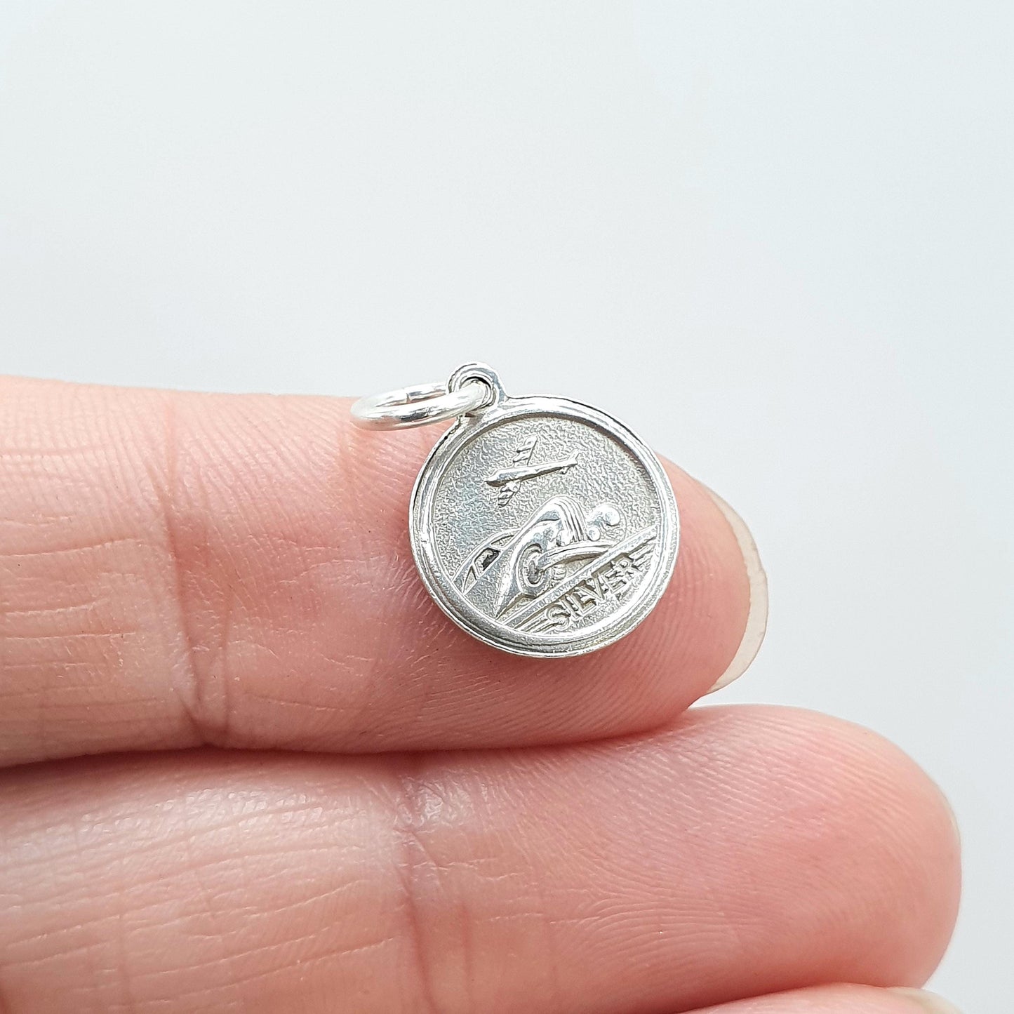 Vintage Sterling Silver Tiny St Christopher Pendant Double Sided Small Charm Plane Car Necklace Womens Mens Jewellery Jewelry