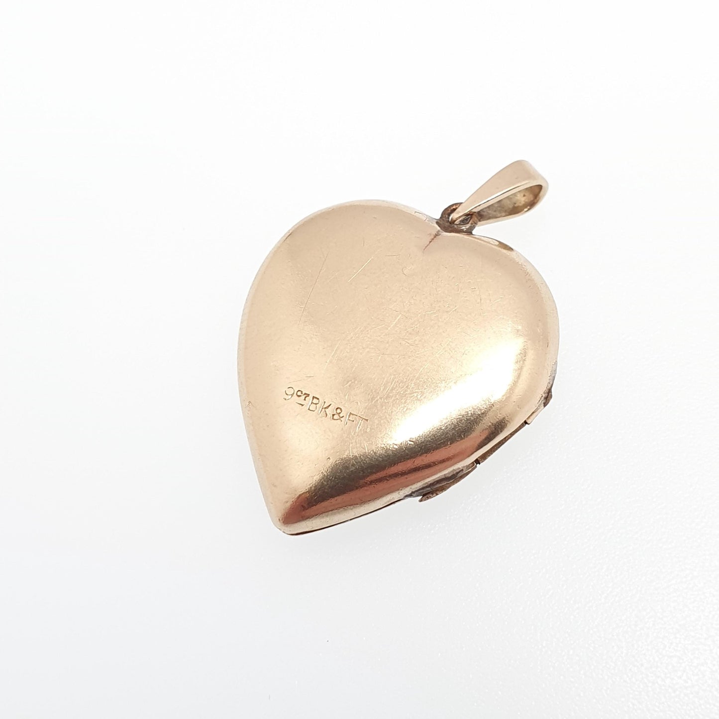 Antique 9ct Gold Heart Locket Cute Engraved Solid 9k 375 Pendant Love Gift Back & Front Necklace Jewelry Womens Jewellery