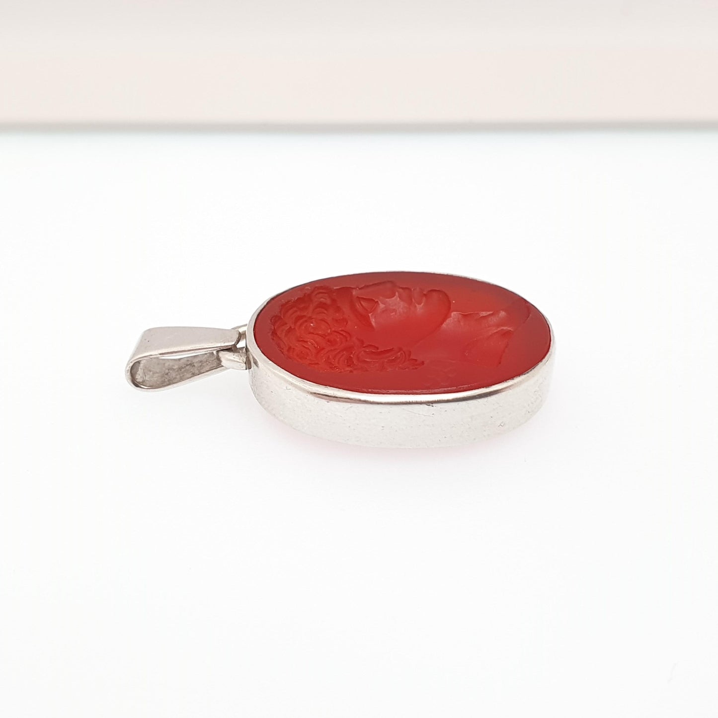 Antique Solid Silver Intaglio Necklace Carnelian Pendant Agate The Albani Antinous? Letter Seal Vintage Jewelry Jewellery
