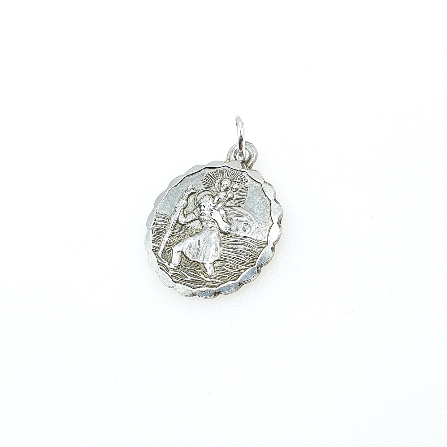 Vintage Sterling Silver GEORG JENSEN St Christopher Pendant Double Sided Car Plane Saint Genuine Jewellery Jewelry Womens Mens
