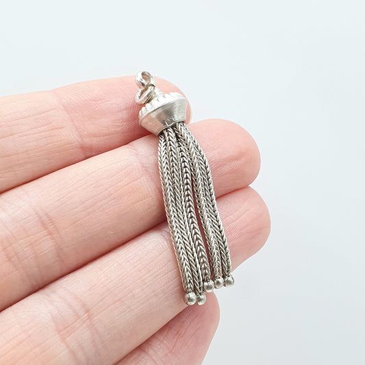 Antique Sterling Silver Tassel Fob Pendant Victorian Foxtail Charm Albert Chain Albertina Mens Womens Jewellery Jewelry Vintage
