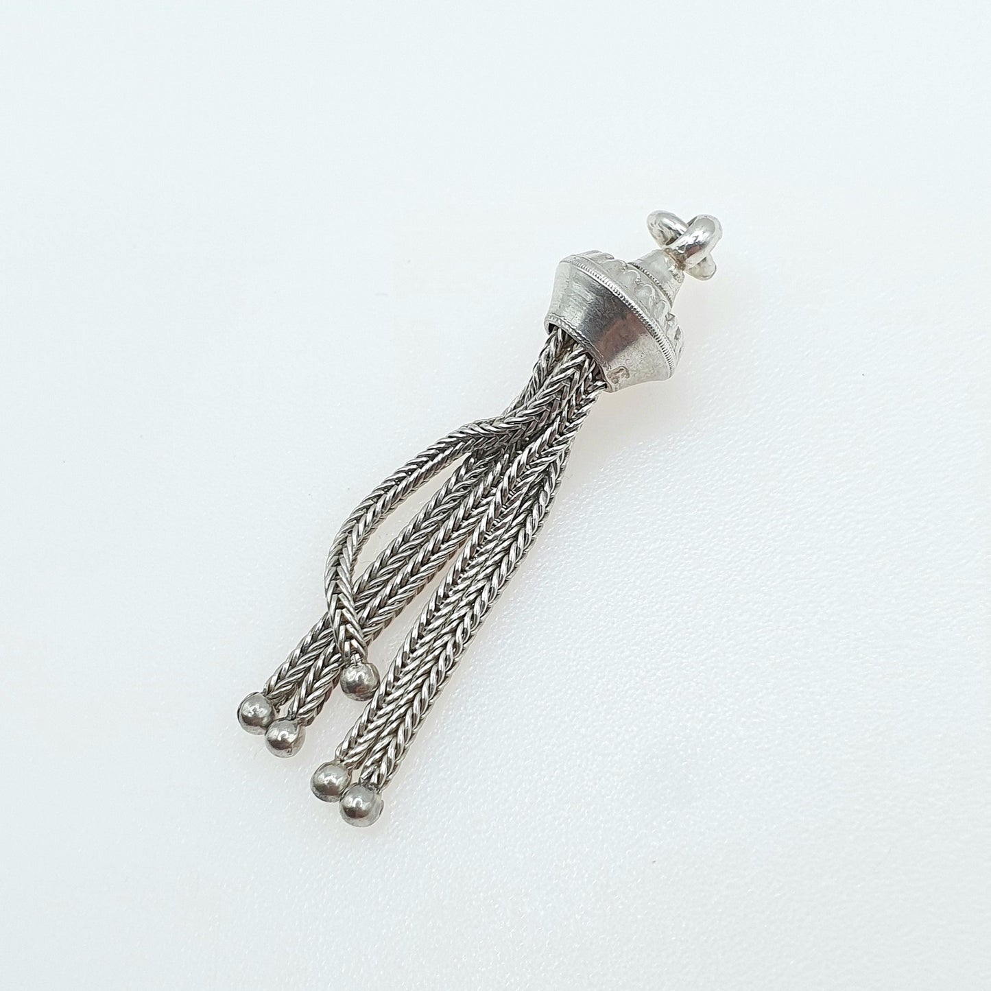 Antique Sterling Silver Tassel Fob Pendant Victorian Foxtail Charm Albert Chain Albertina Mens Womens Jewellery Jewelry Vintage