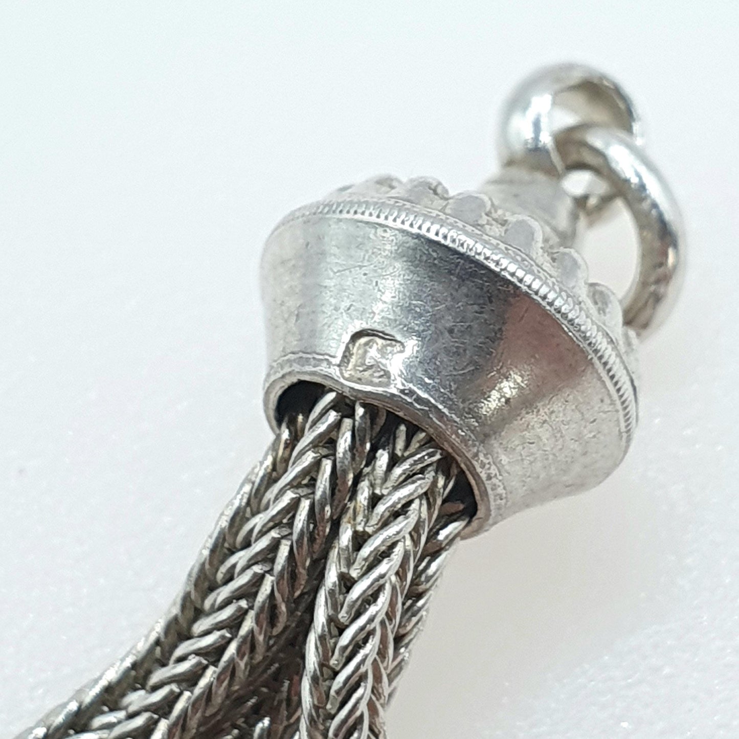 Antique Sterling Silver Tassel Fob Pendant Victorian Foxtail Charm Albert Chain Albertina Mens Womens Jewellery Jewelry Vintage