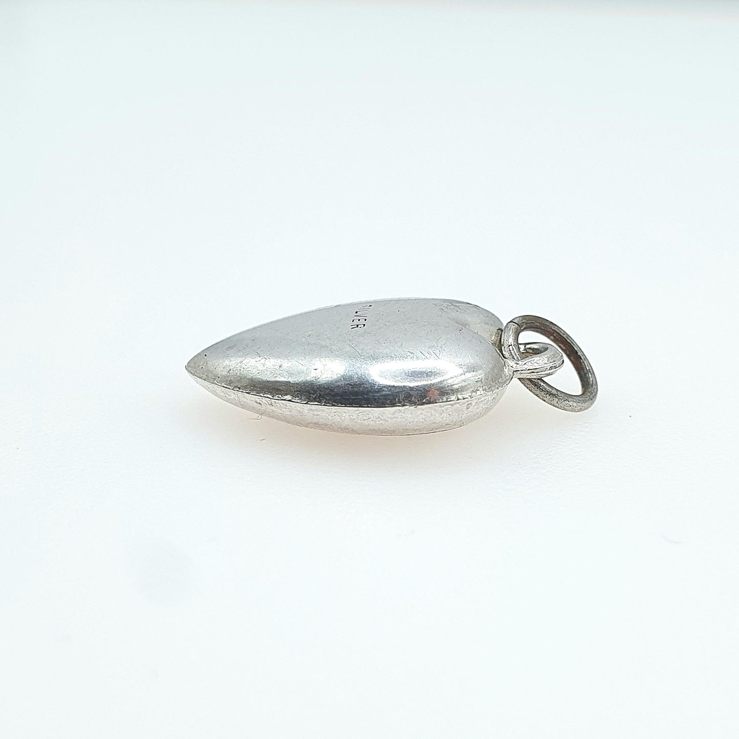 Antique Solid Silver Bird Heart Pendant Charm Small Animal Birds Love Songbird Unisex Vintage Womens Necklace Jewellery Jewelry