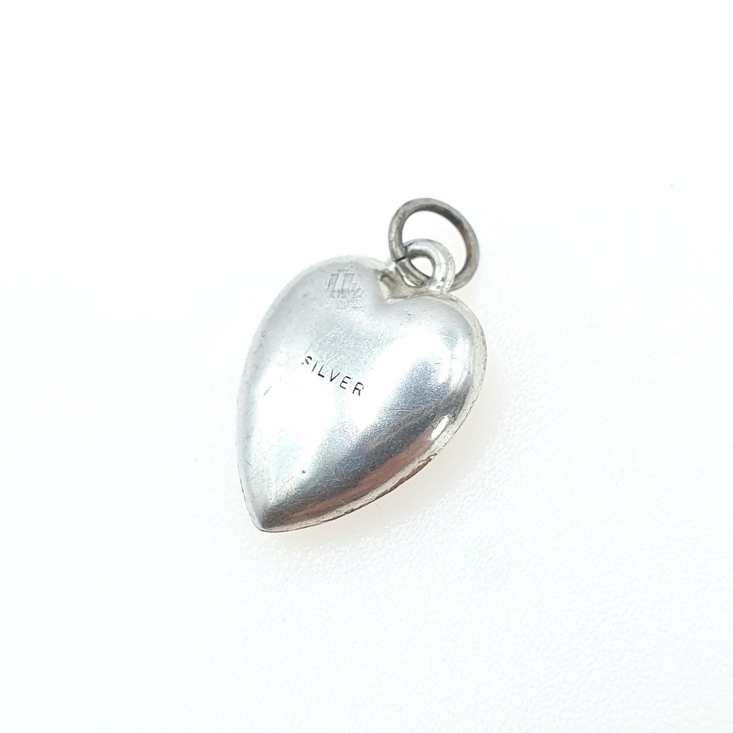 Antique Solid Silver Bird Heart Pendant Charm Small Animal Birds Love Songbird Unisex Vintage Womens Necklace Jewellery Jewelry