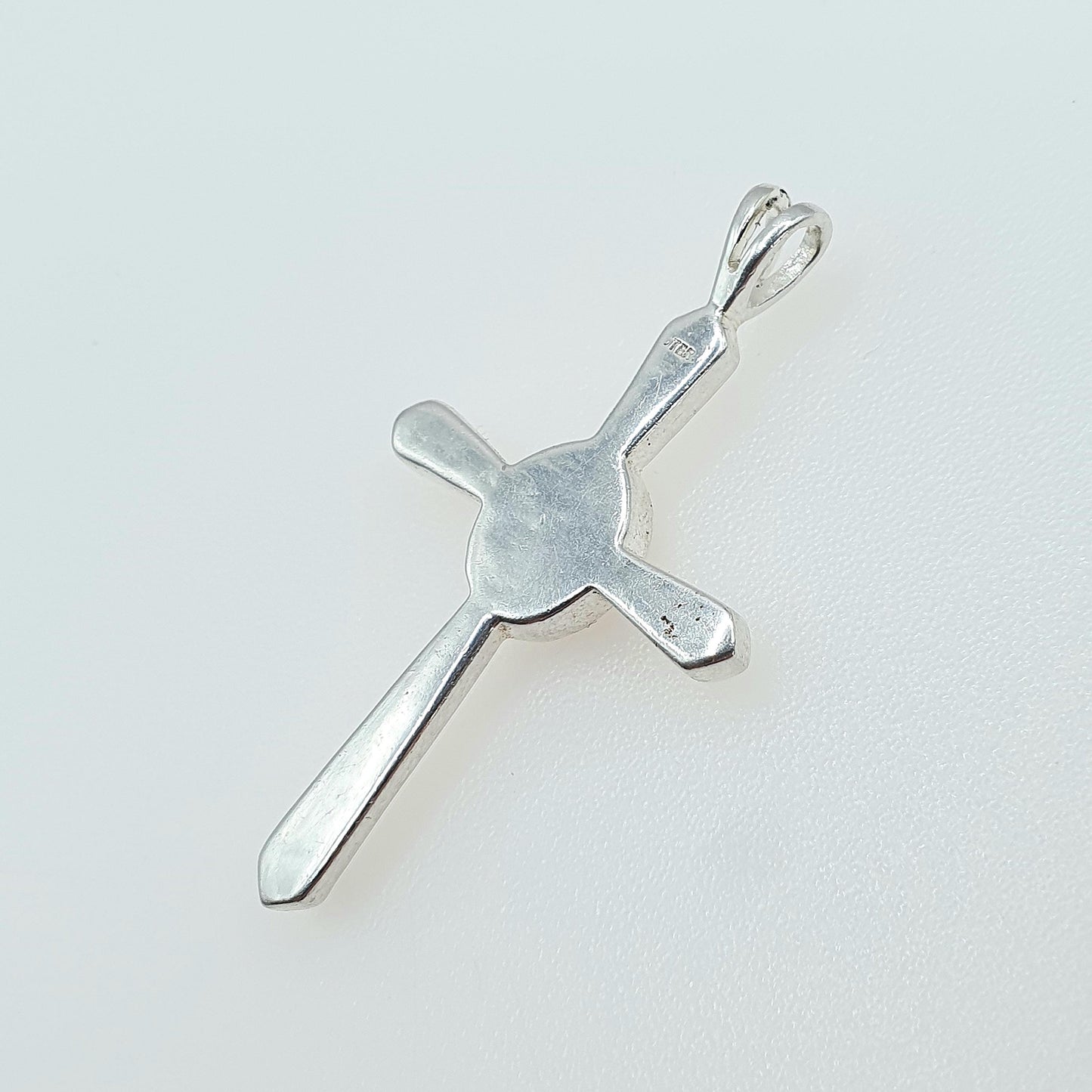 Vintage Sterling Silver Opal Crucifix Pendant Cross White Gemstone Necklace Catholic Christian Jewellery Jewelry Vintage Womens