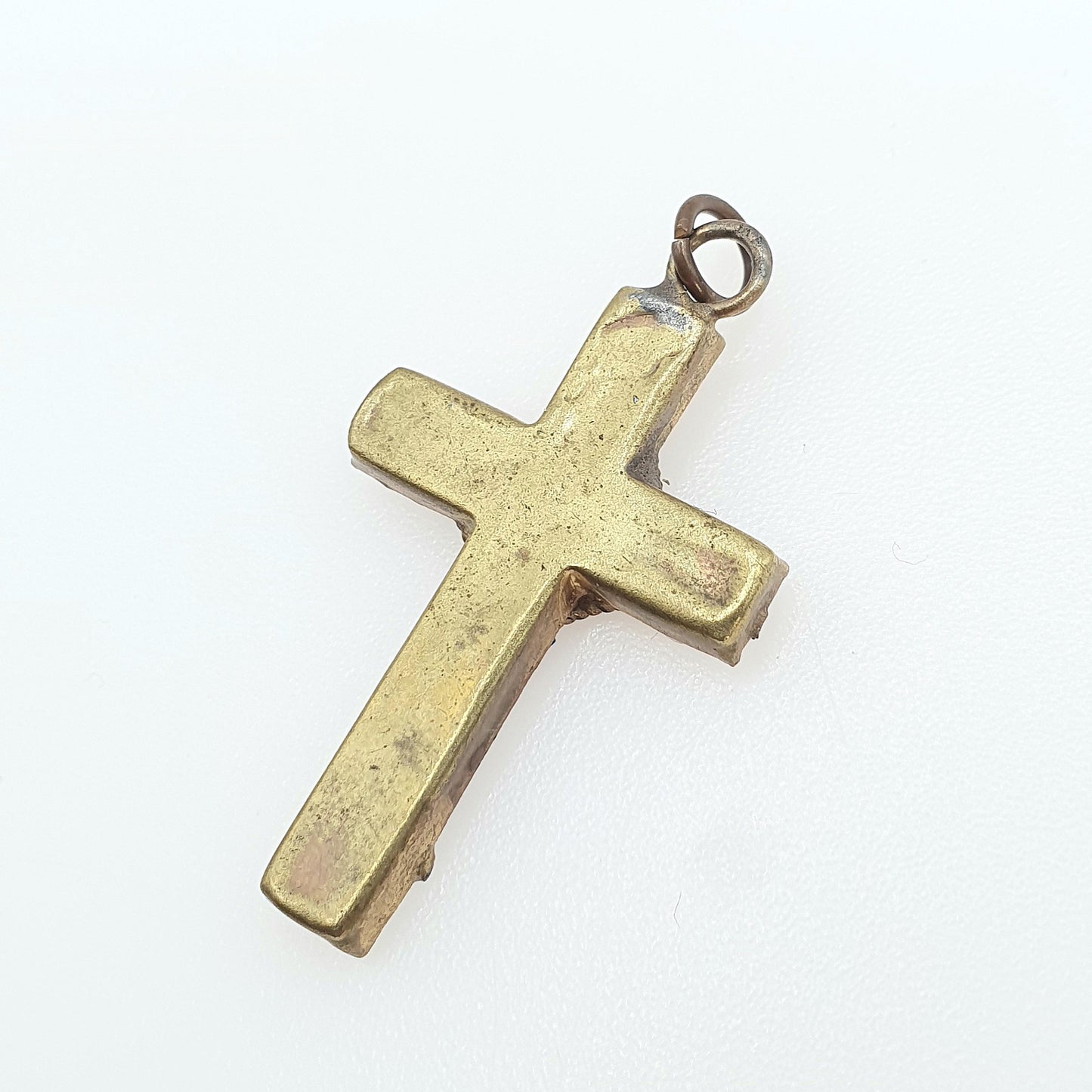 Antique Micromosaic Crucifix Pendant Micro Mosaic Cross Gold Tone Base Metal Catholic Vintage Necklace Jewelry Jewellery