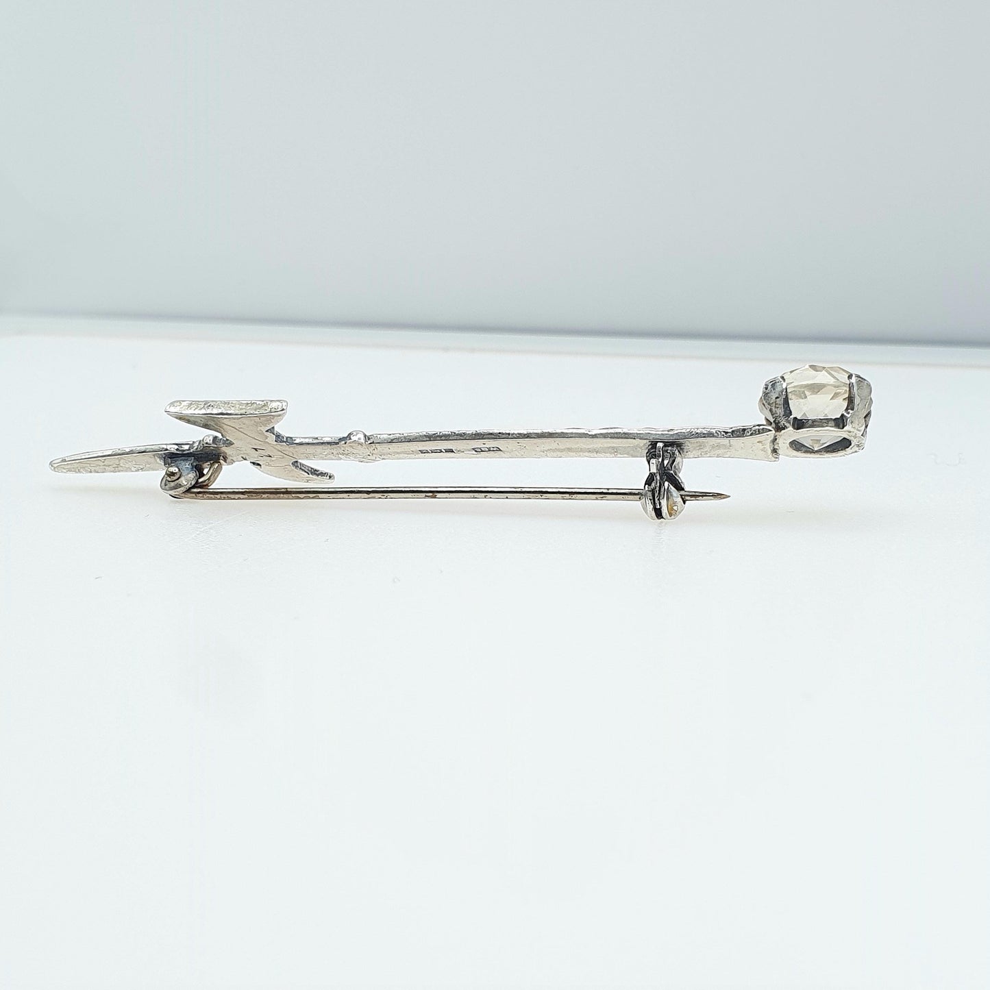 Vintage Sterling Silver Citrine Scottish Brooch Celtic Axe Pike Polearm Quartz Gemstone Gaelic Jewelry Jewellery