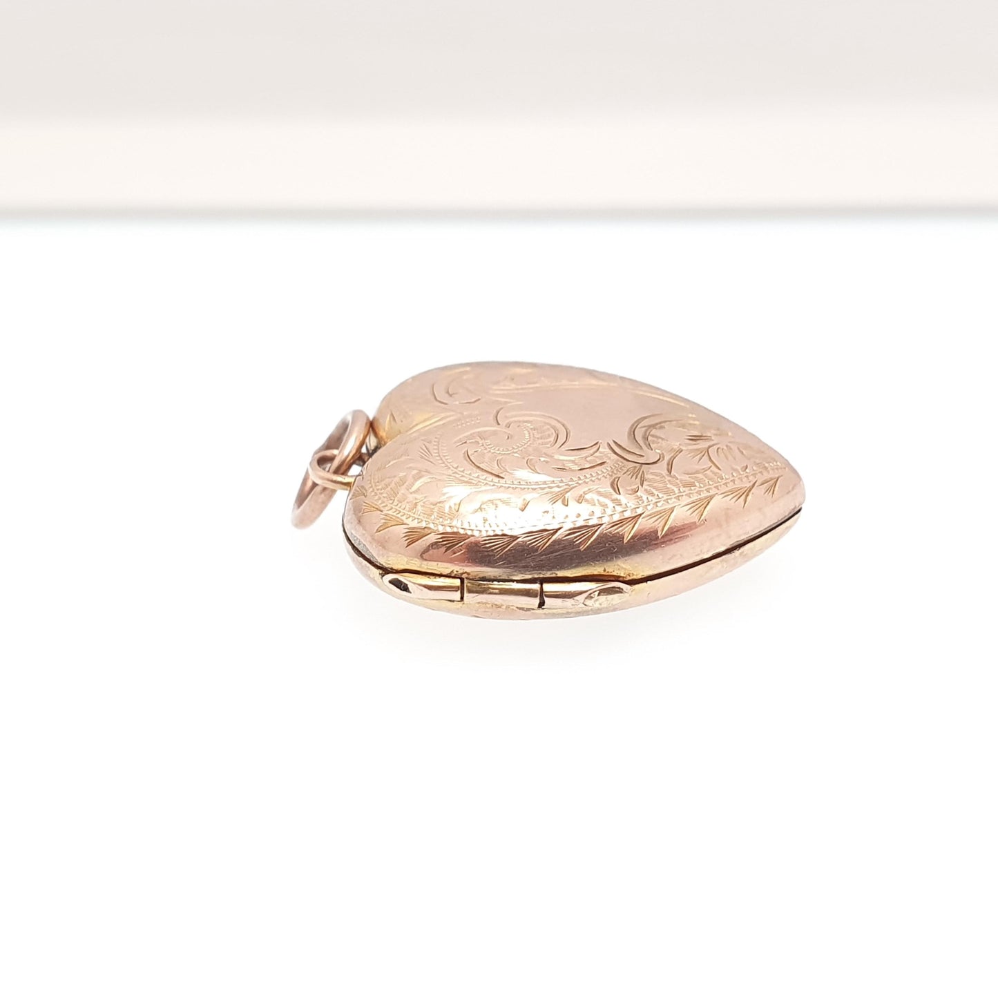 Antique Victorian 9ct Rose Gold Heart Locket Back and Front Solid 9k 9kt Engraved Pendant Love Necklace Jewelry Jewellery