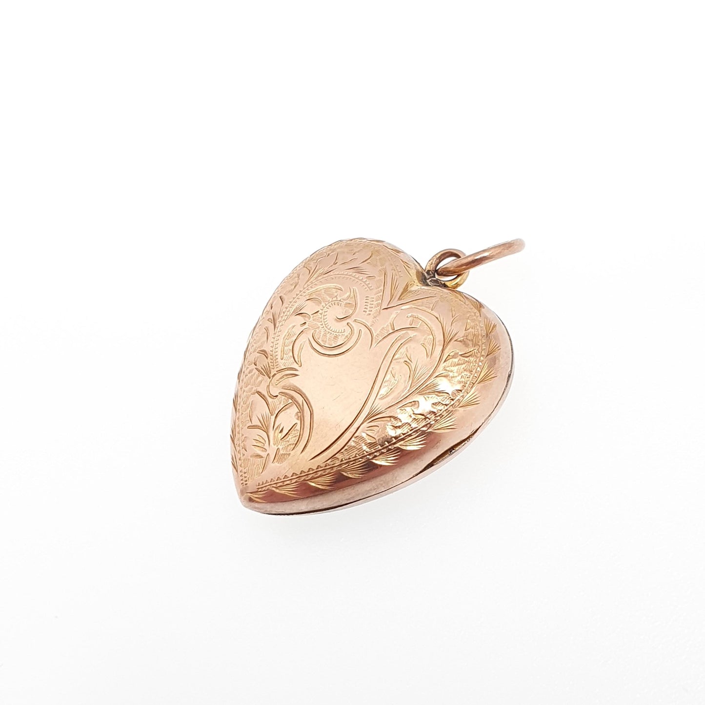 Antique Victorian 9ct Rose Gold Heart Locket Back and Front Solid 9k 9kt Engraved Pendant Love Necklace Jewelry Jewellery
