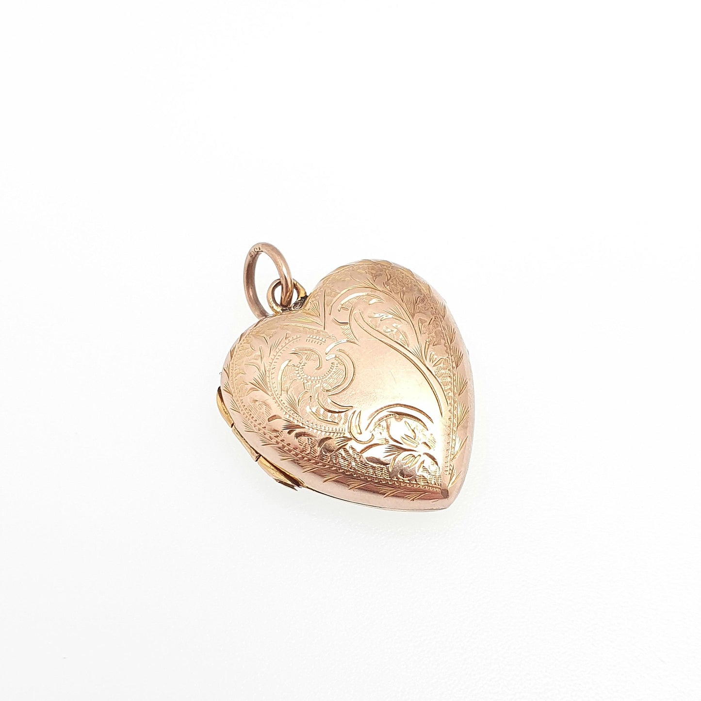 Antique Victorian 9ct Rose Gold Heart Locket Back and Front Solid 9k 9kt Engraved Pendant Love Necklace Jewelry Jewellery