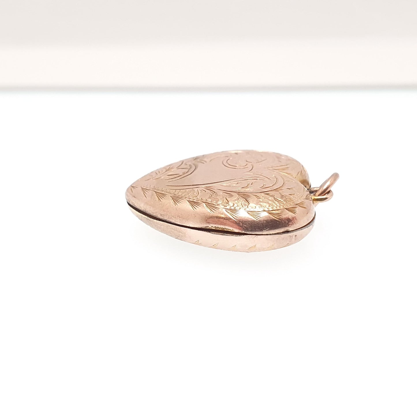 Antique Victorian 9ct Rose Gold Heart Locket Back and Front Solid 9k 9kt Engraved Pendant Love Necklace Jewelry Jewellery