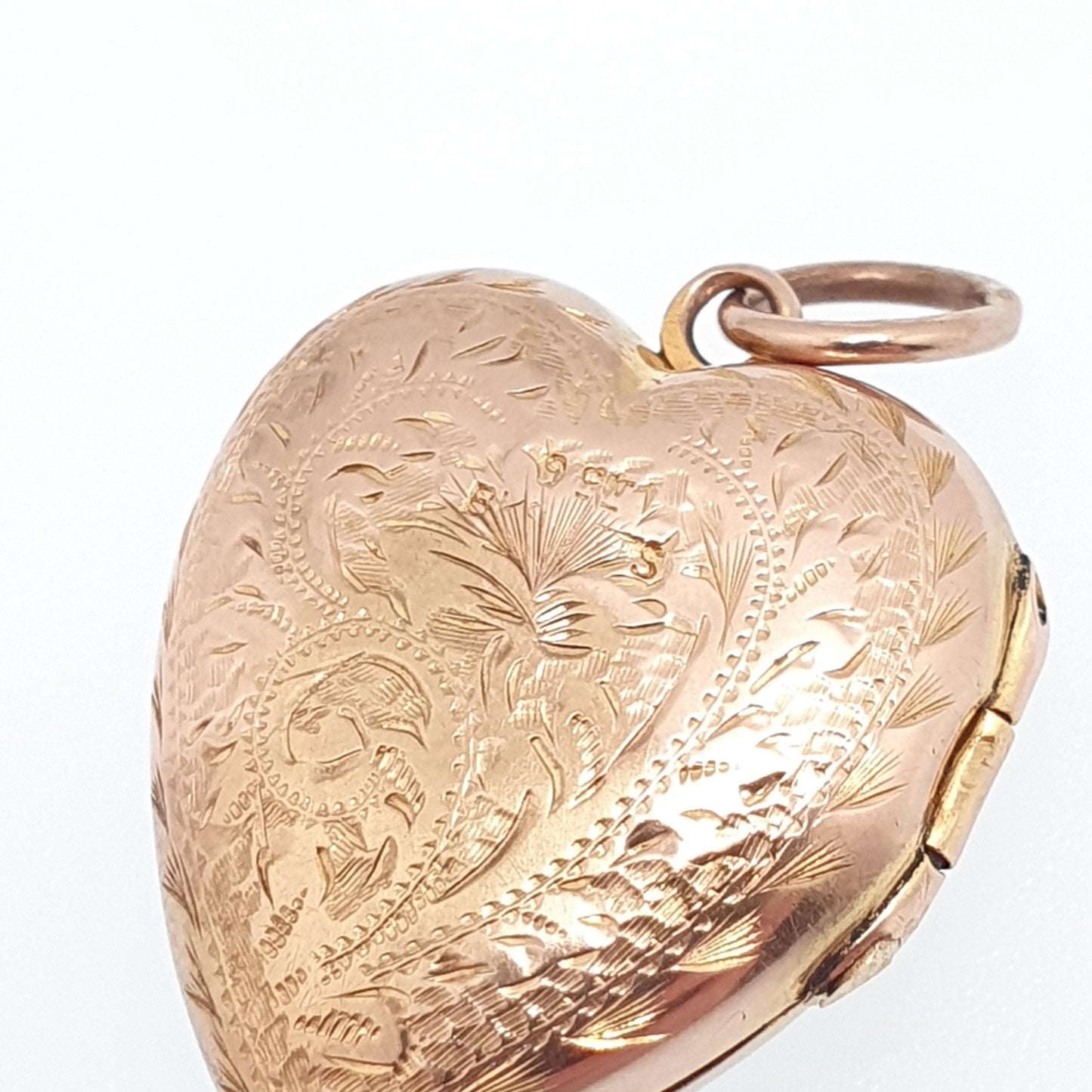 Antique Victorian 9ct Rose Gold Heart Locket Back and Front Solid 9k 9kt Engraved Pendant Love Necklace Jewelry Jewellery