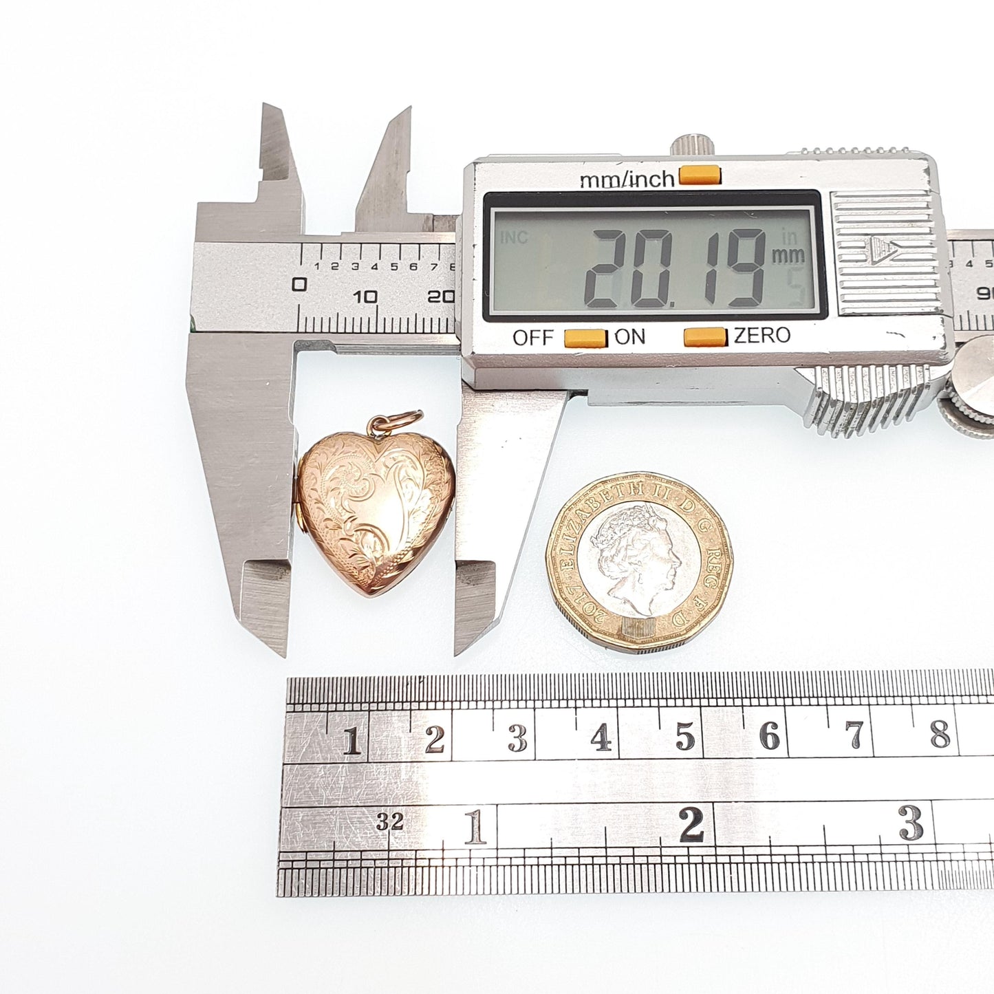 Antique Victorian 9ct Rose Gold Heart Locket Back and Front Solid 9k 9kt Engraved Pendant Love Necklace Jewelry Jewellery