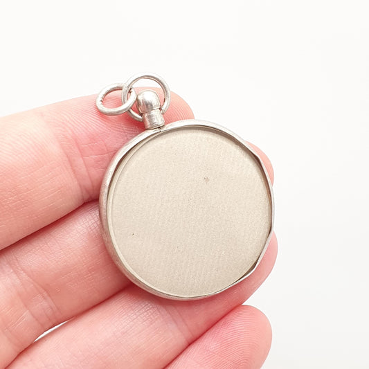 Antique Sterling Silver Locket Pendant Double Sided Large Necklace Picture Photo Vintage Womens Jewelry Jewellery