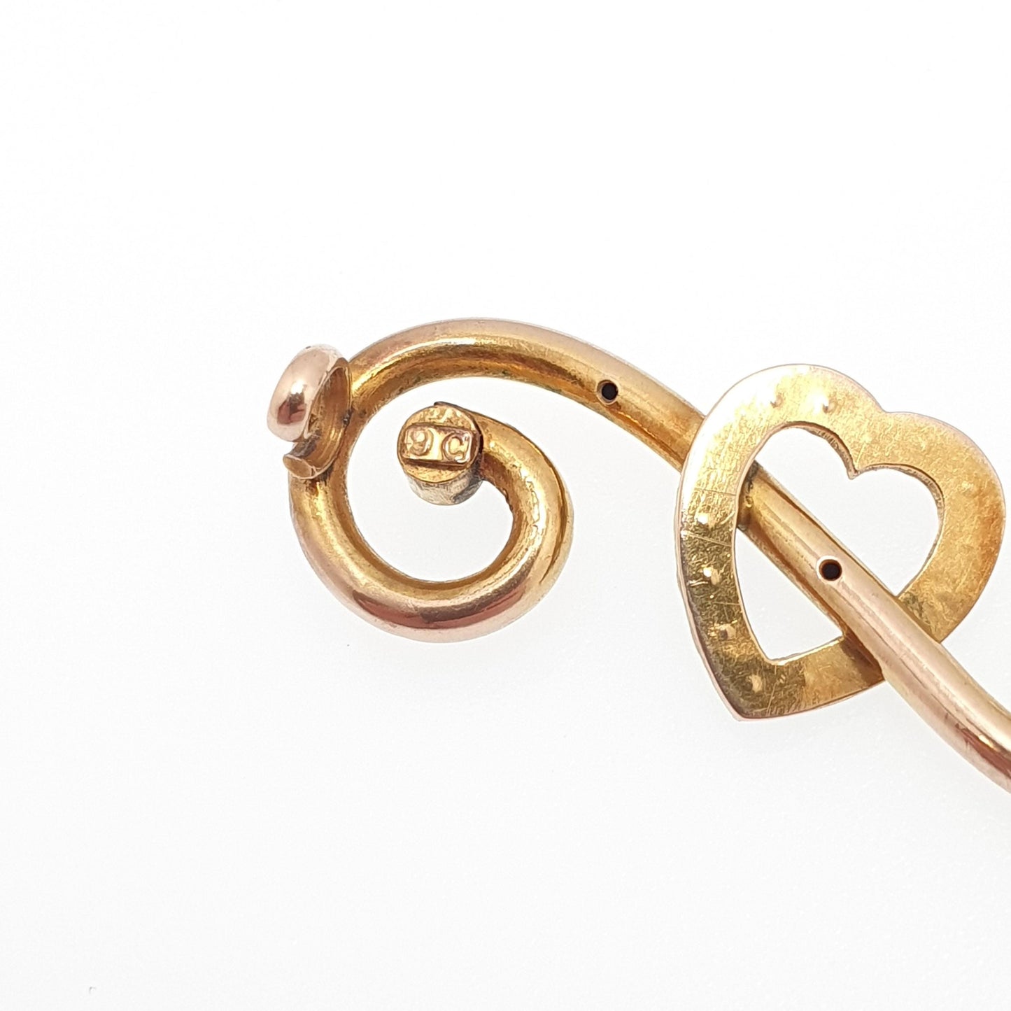 Antique 9ct Gold Turquoise Heart Brooch Pin Seed Pearl Forget Me Not Solid 9kt 9k Edwardian Art Nouveau Jewelry Jewellery