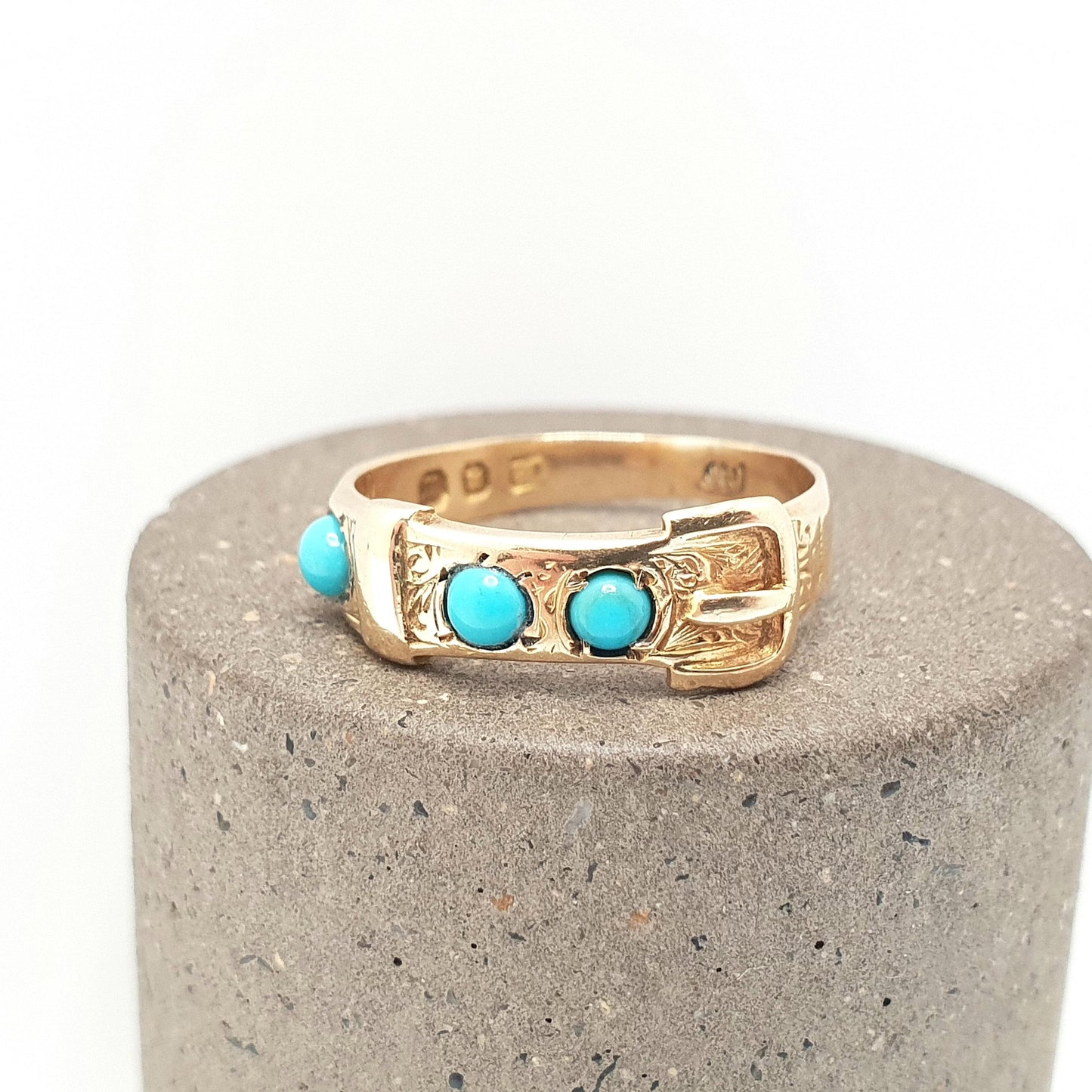 Antique Victorian 18ct Gold Belt Buckle Ring Turquoise 1867 Hallmark Solid 18k 18kt Band 1800s Vintage Jewelry Jewellery