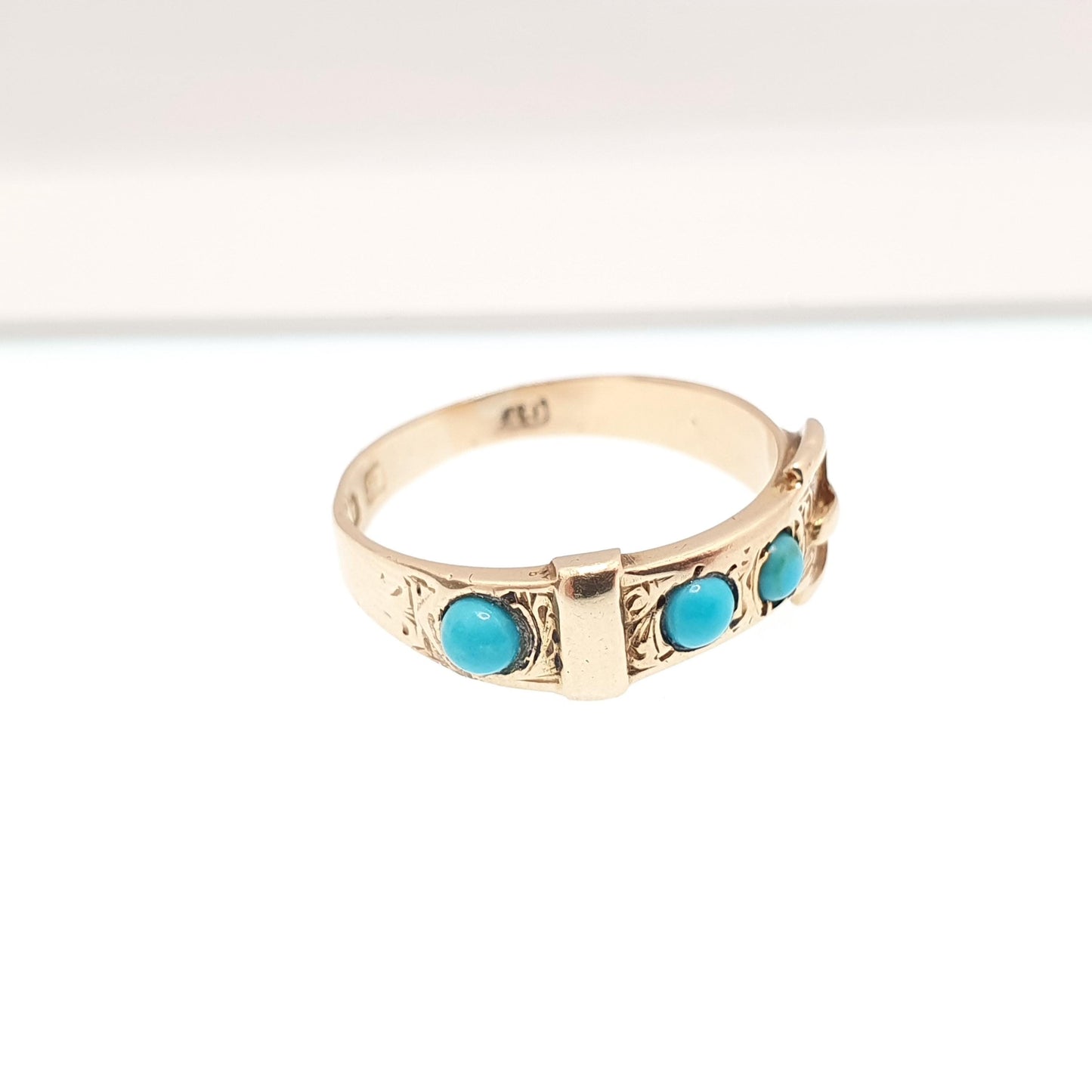 Antique Victorian 18ct Gold Belt Buckle Ring Turquoise 1867 Hallmark Solid 18k 18kt Band 1800s Vintage Jewelry Jewellery