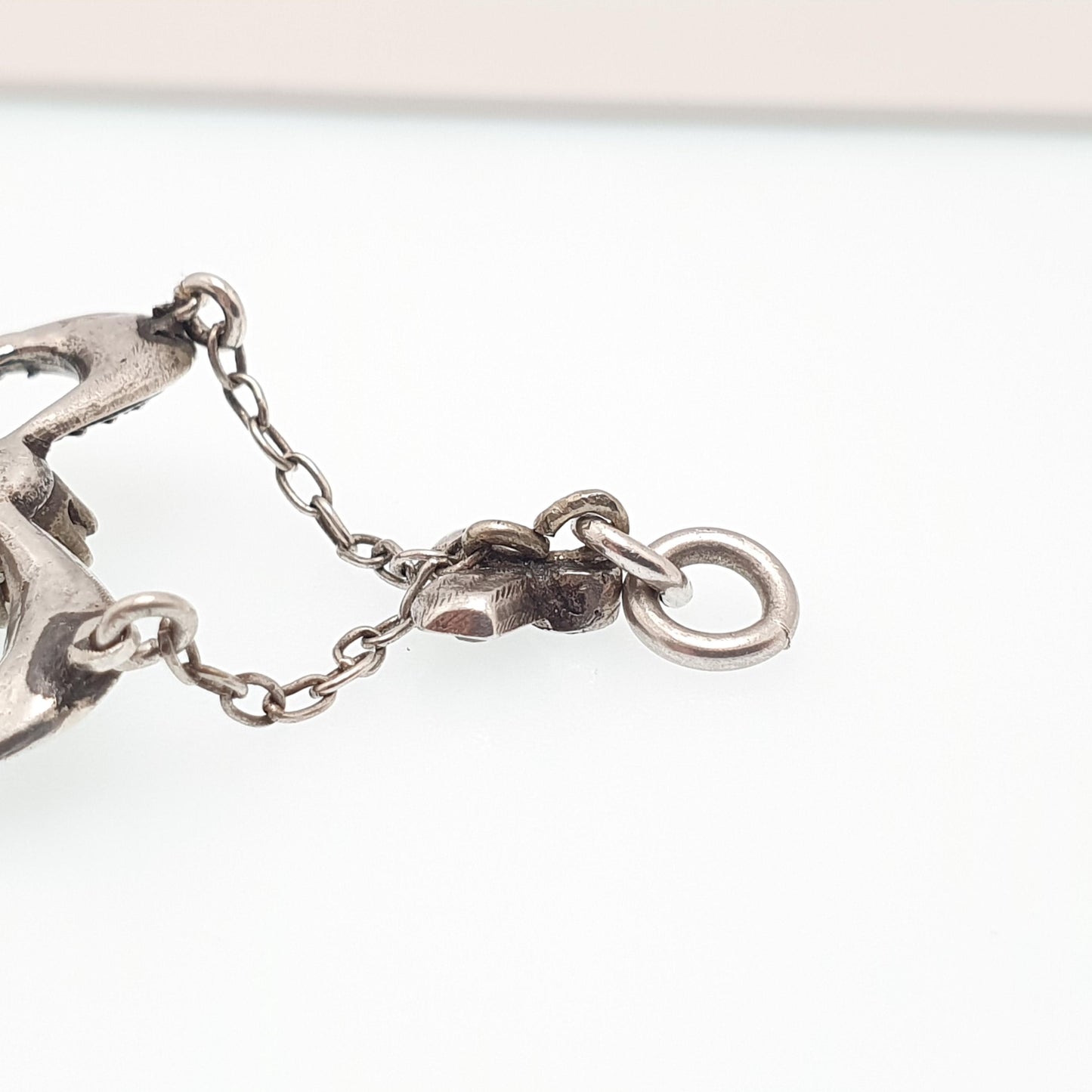 Antique Victorian Solid Silver Diamond Paste Bow Pendant Necklace Hanging 1800s Rare Fine Vintage Womens Jewellery Jewelry