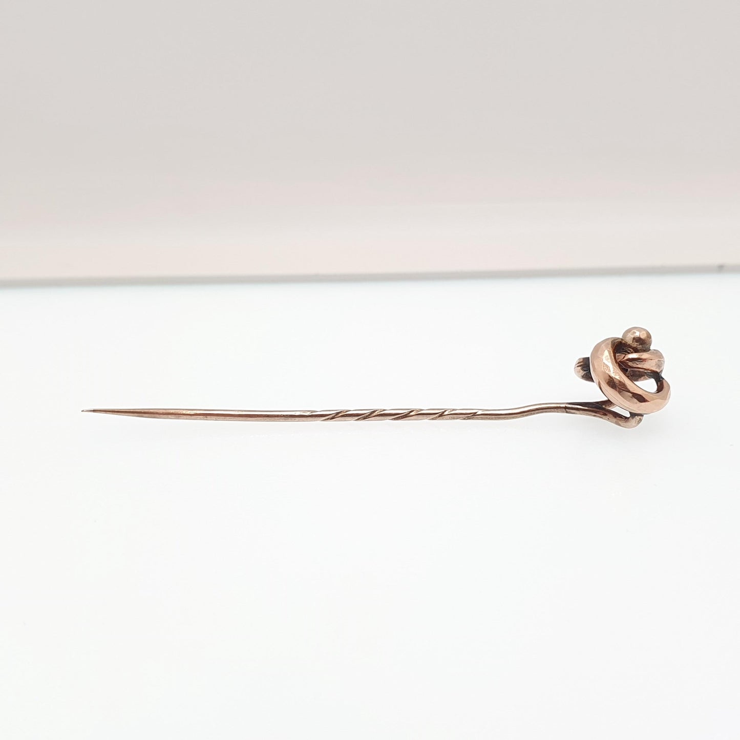 Antique 9ct Gold Infinity Knot Stick Pin Victorian Solid 9k 375 9kt Faceted Bead Vintage Jewelry