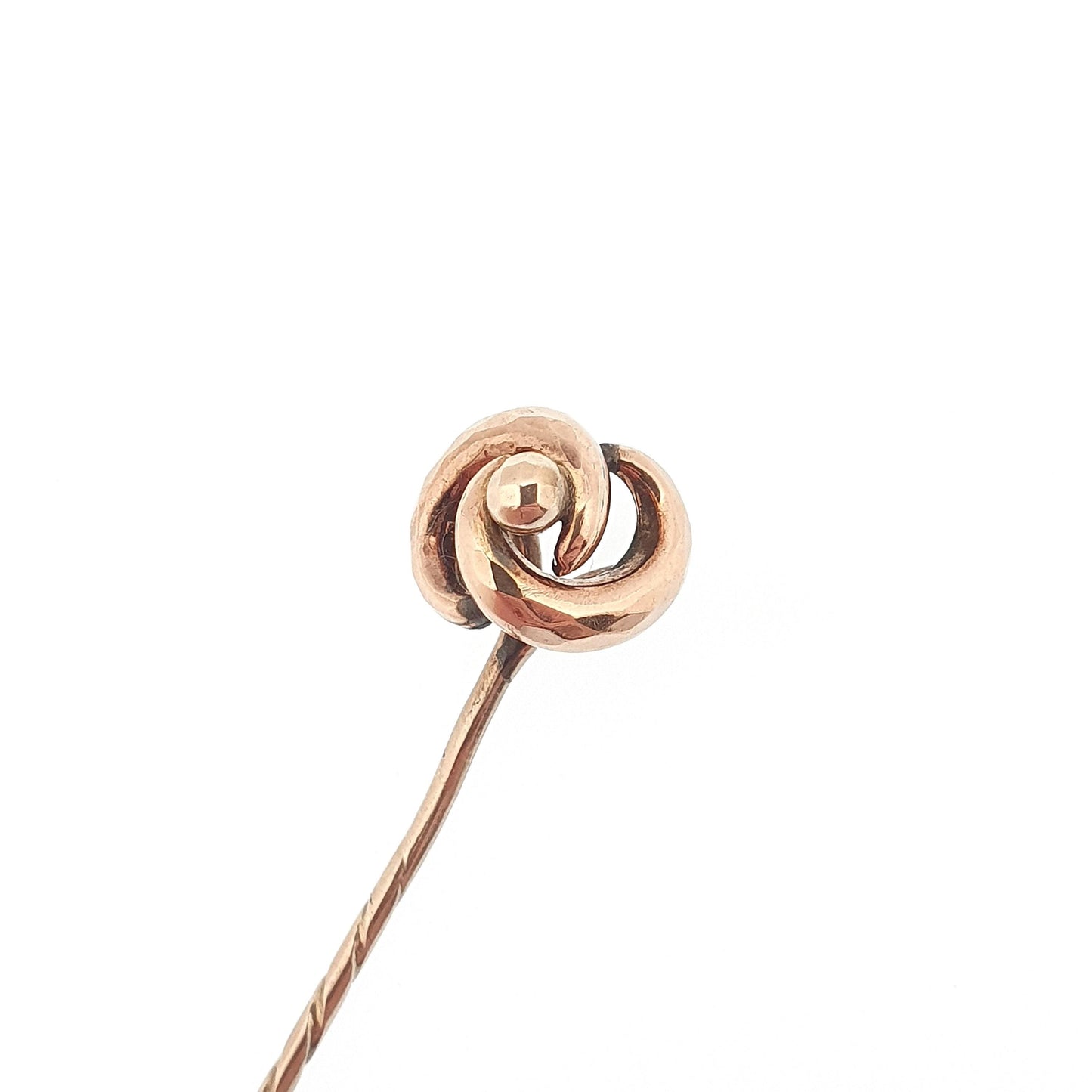 Antique 9ct Gold Infinity Knot Stick Pin Victorian Solid 9k 375 9kt Faceted Bead Vintage Jewelry