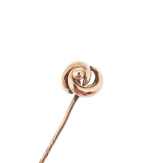 Antique 9ct Gold Infinity Knot Stick Pin Victorian Solid 9k 375 9kt Faceted Bead Vintage Jewelry