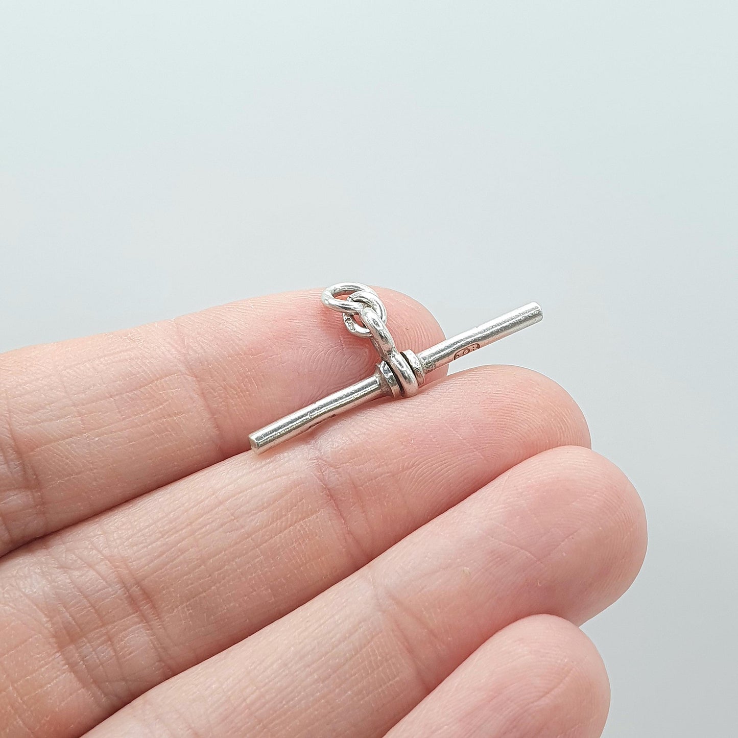 Antique Victorian Sterling Silver T Bar Pendant Small Albertina Chain Vintage Solid 925 Unisex Mens Womens Jewelry Jewellery