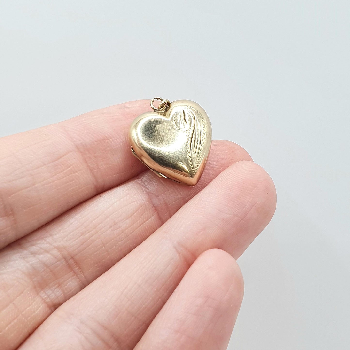 Antique 9ct Gold Heart Locket 9k Back and Front Small Cute Half Engraved Pendant Necklace Jewelry Womens Jewellery