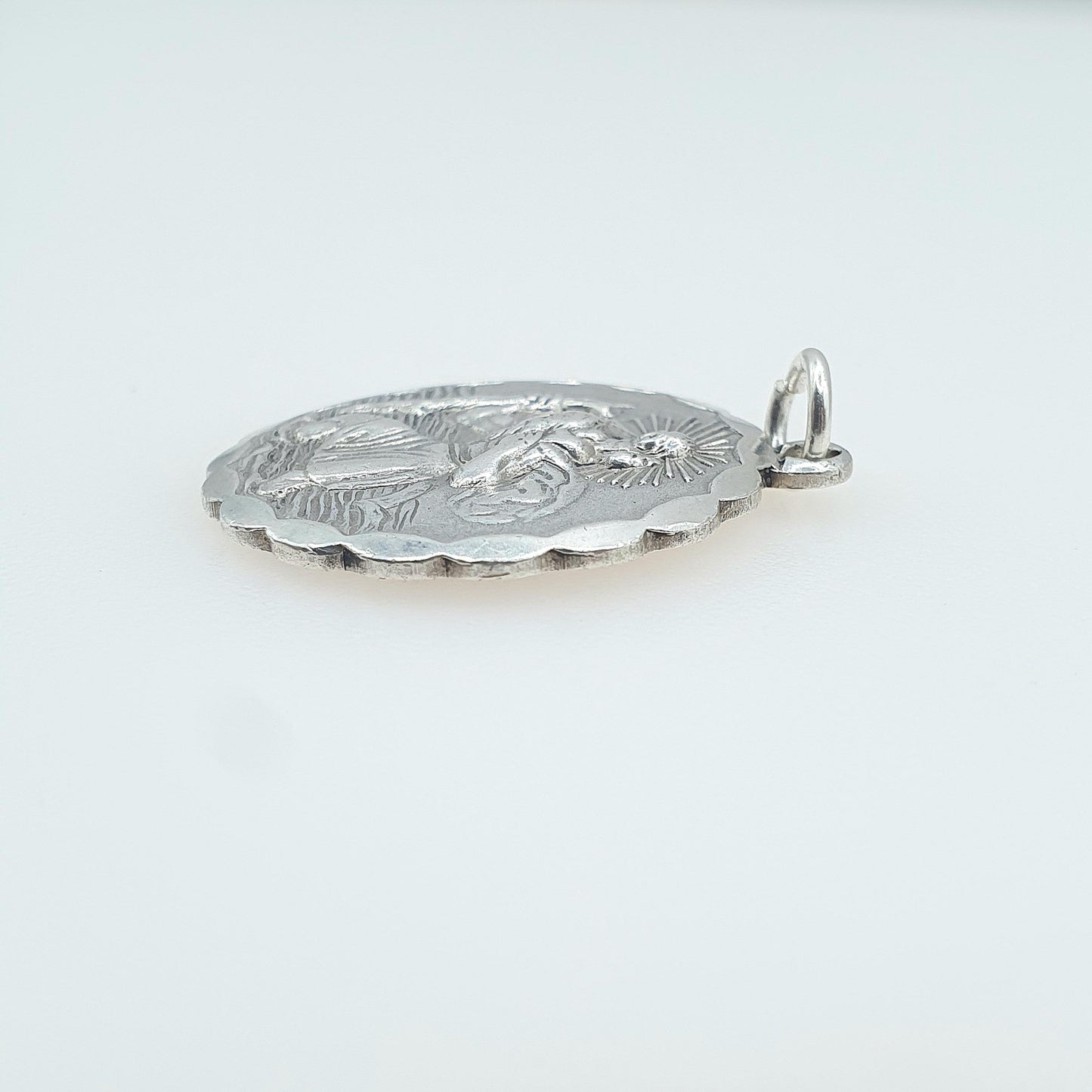 Vintage GEORG JENSEN Sterling Silver St Christopher Pendant Double Sided Plane Car Plane Car Charm Womens Mens Unisex