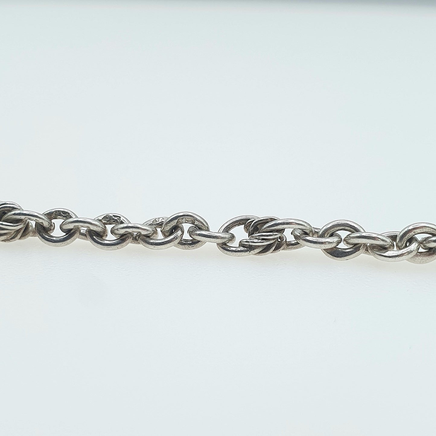 Antique Victorian Sterling Silver Albertina Chain Bracelet Rope Knot Link Filigree Bead Womens Vintage Jewellery Jewelry 17.5cm 6.9” 7.34g