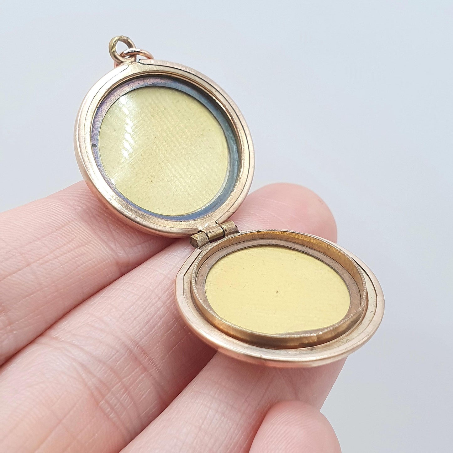 Antique Rose Rolled Gold Diamond Paste Locket Star Centre Celestial Gold Filled Photo Womens Vintage Jewelry Jewellery