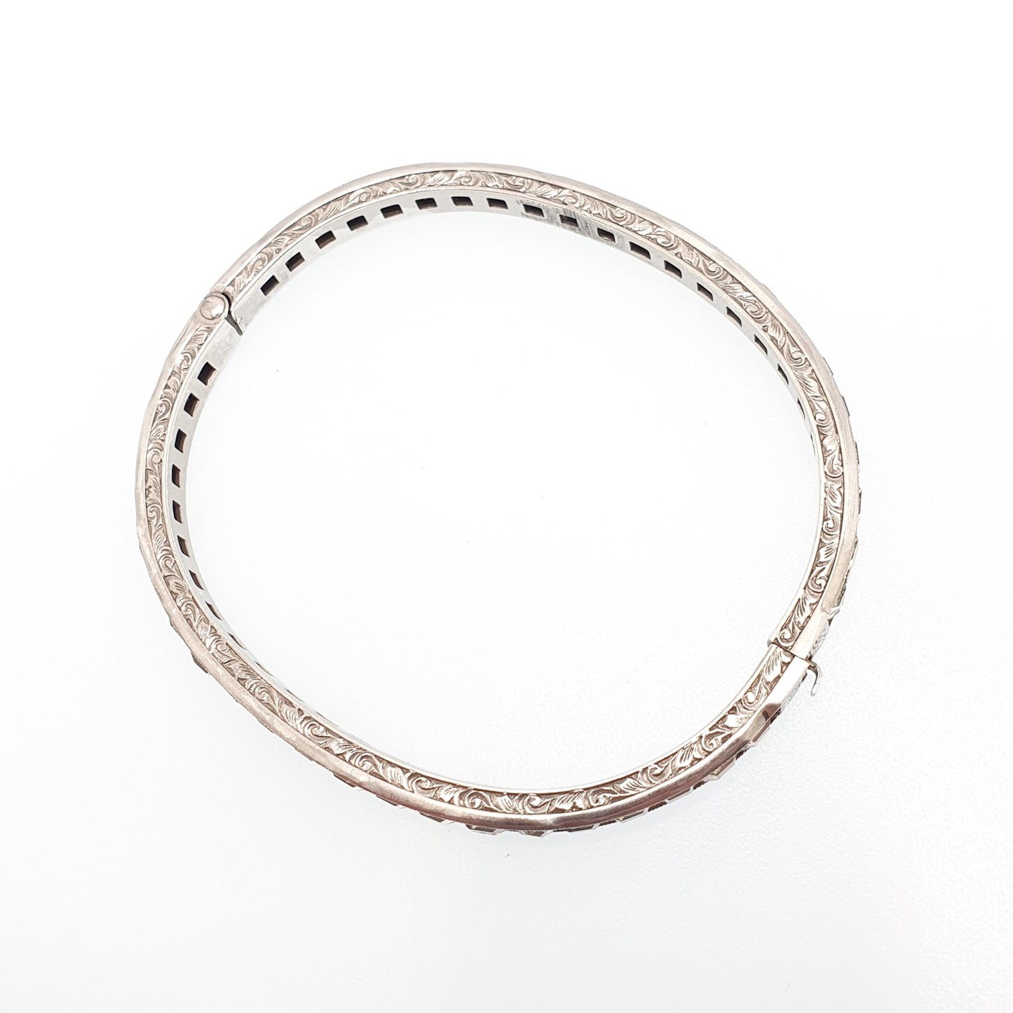 Antique Solid Silver Diamond Paste Bangle Art Deco Channel Set 1920s Vintage 14.57g Square Cut Snap Bracelet Jewelry Jewellery