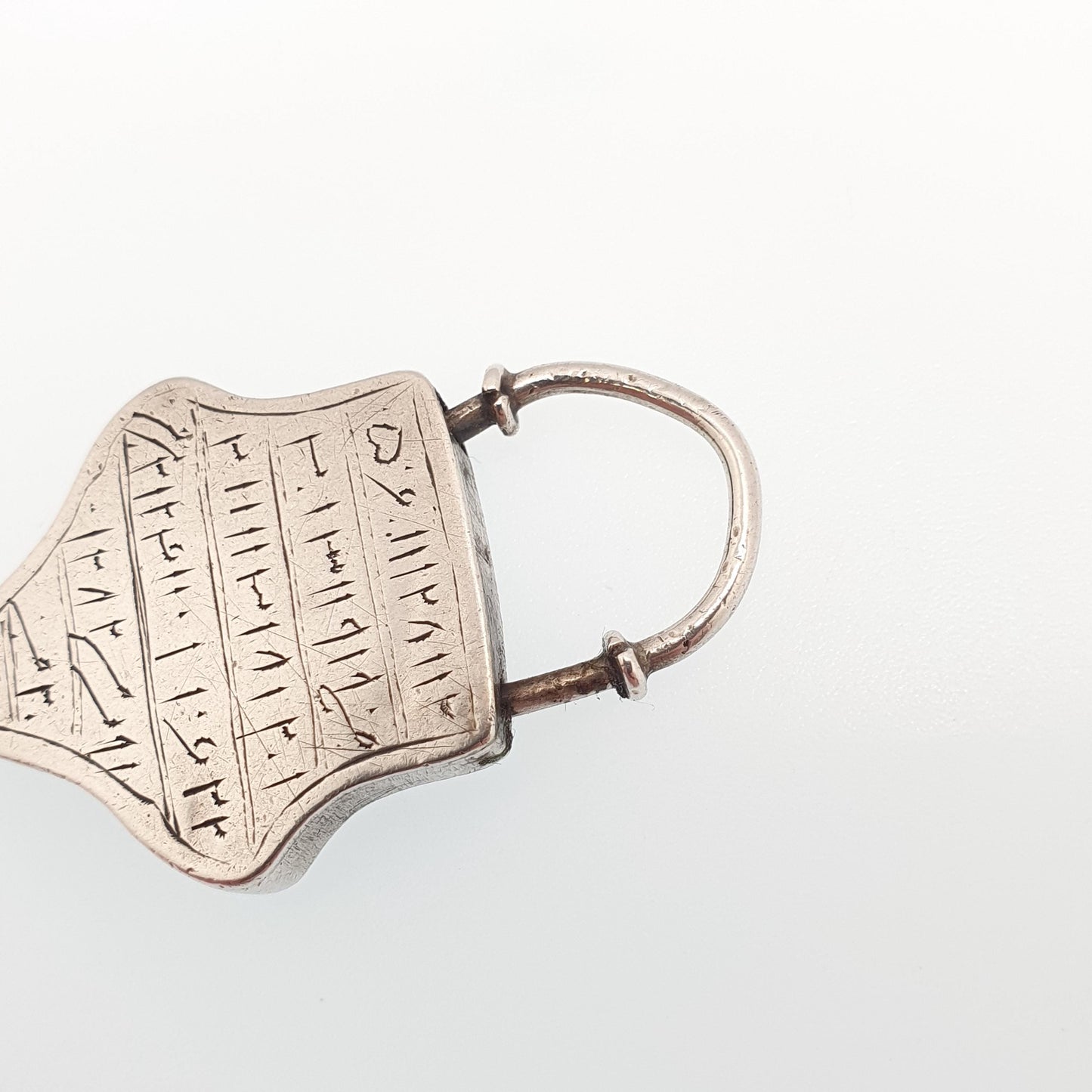 Antique Solid Silver Arabic Talisman Amulet Pendant Necklace Shield Padlock Protection Louha Taweez Vintage Jewellery Jewelry