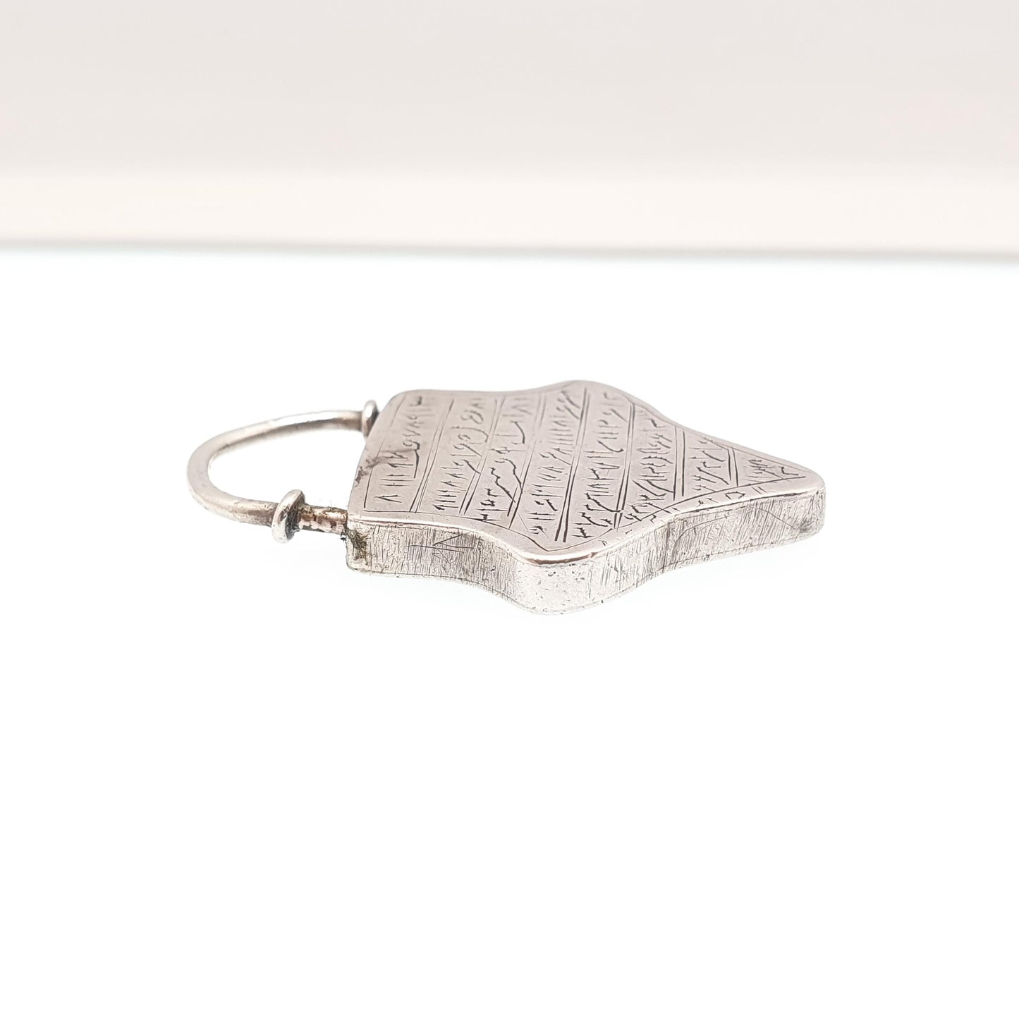 Antique Solid Silver Arabic Talisman Amulet Pendant Necklace Shield Padlock Protection Louha Taweez Vintage Jewellery Jewelry