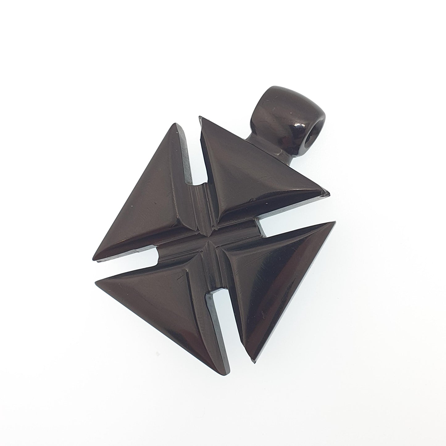 Antique Victorian Whitby Jet Maltese Cross Pendant Necklace Large Hand Carved Crucifix Cruciform Big Mourning 1800s Vintage