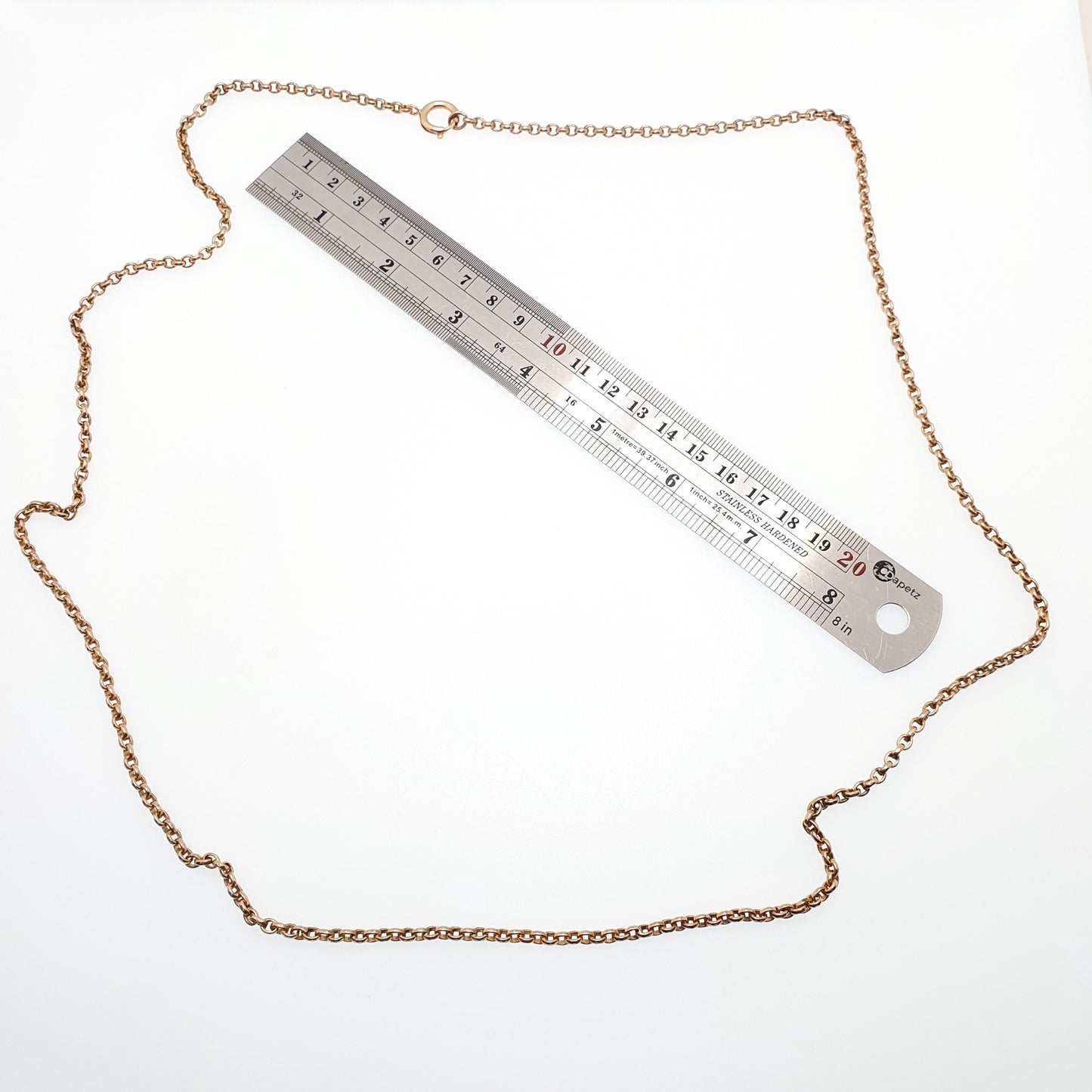 Antique Victorian Rolled Gold Belcher Chain Necklace Long Guard Muff 92cm 36.2" 27.90g Rose Gold Filled Oval Cable