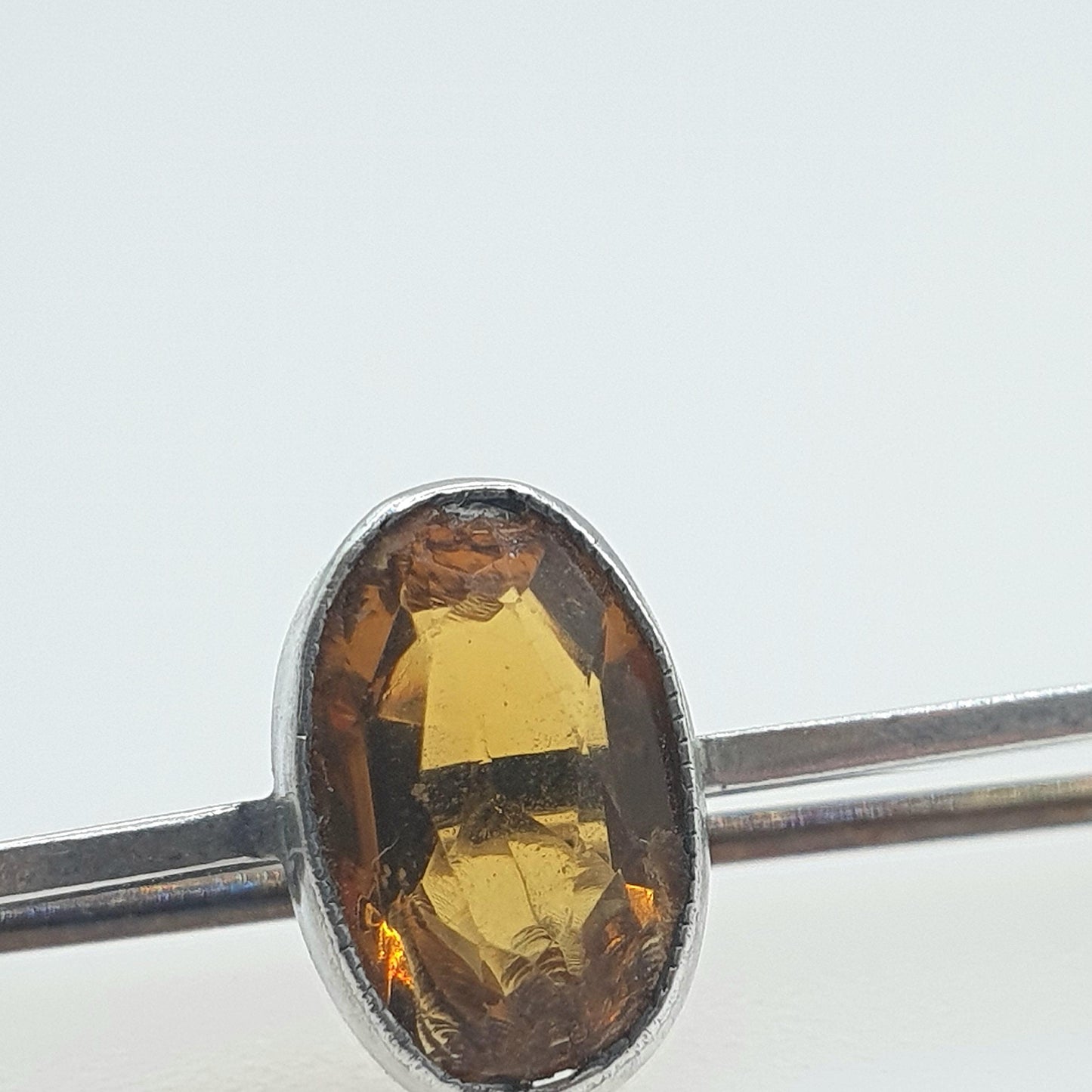 Antique CHARLES HORNER Sterling Silver Natural Citrine Brooch Bar Pin Quartz Oval Cut Vintage Jewellery Gemstone