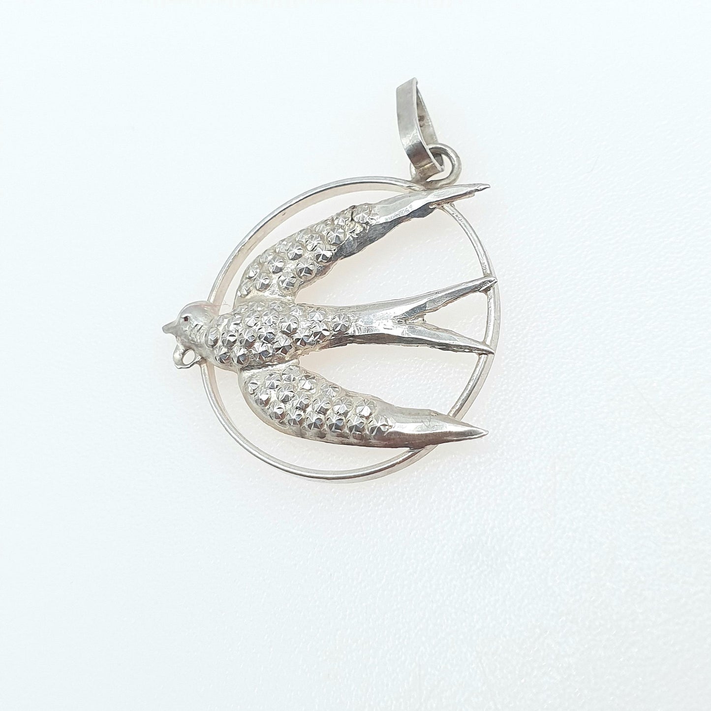 Antique Victorian Solid Silver Bird Pendant Pastry Cutter Swallow Gift Cute Unisex Vintage Womens Necklace Jewellery Jewelry