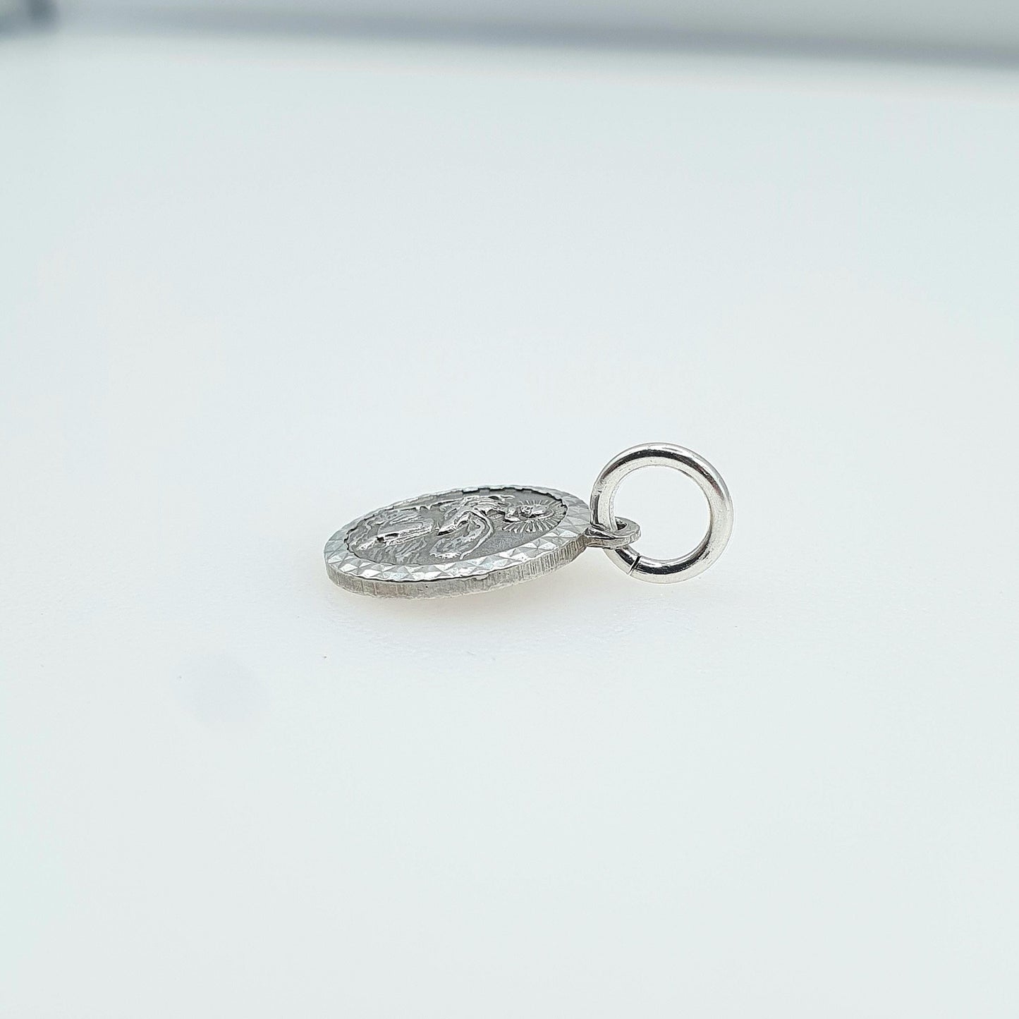 Vintage Sterling Silver Tiny St Christopher Pendant Double Sided Small Charm Plane Car Necklace Womens Mens Jewellery Jewelry