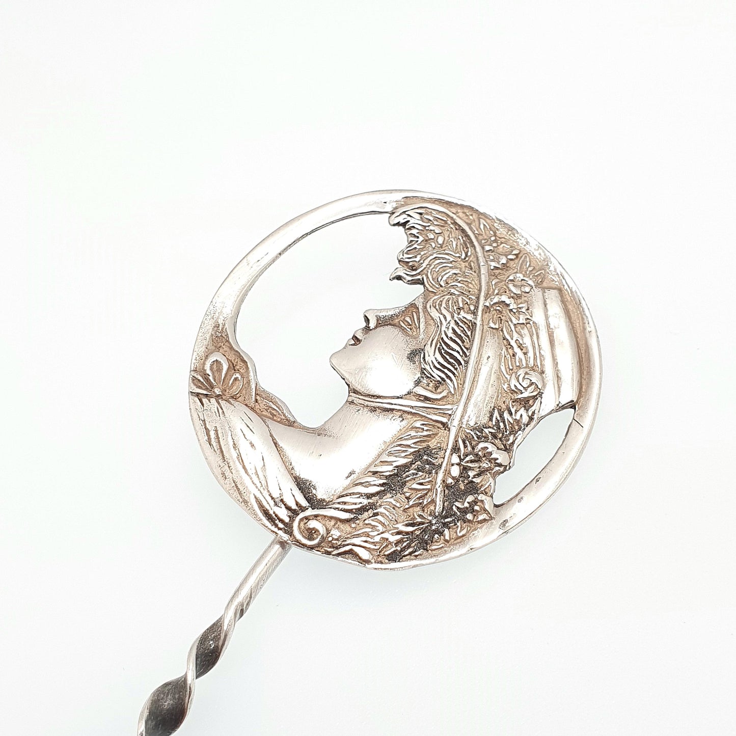 Antique Sterling Silver Hair Pin Gainsborough Lady Art Nouveau Large Big Hat Solid 925 Vintage Jewelry