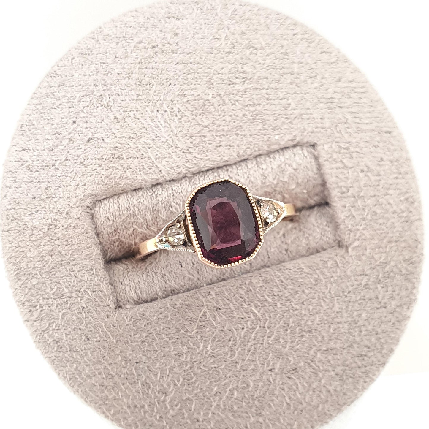Antique 9ct 9k Gold Amethyst Paste Ring Art Deco 1920s Diamond Pastes Solid 9kt Vintage Womens Jewelry Jewellery