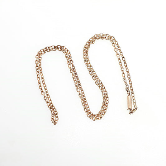 Antique Victorian 9ct Rose Gold Chain Necklace Cable Link Oval Trace Solid 9k 9kt 51cm 20" 5.61g Vintage Womens Mens