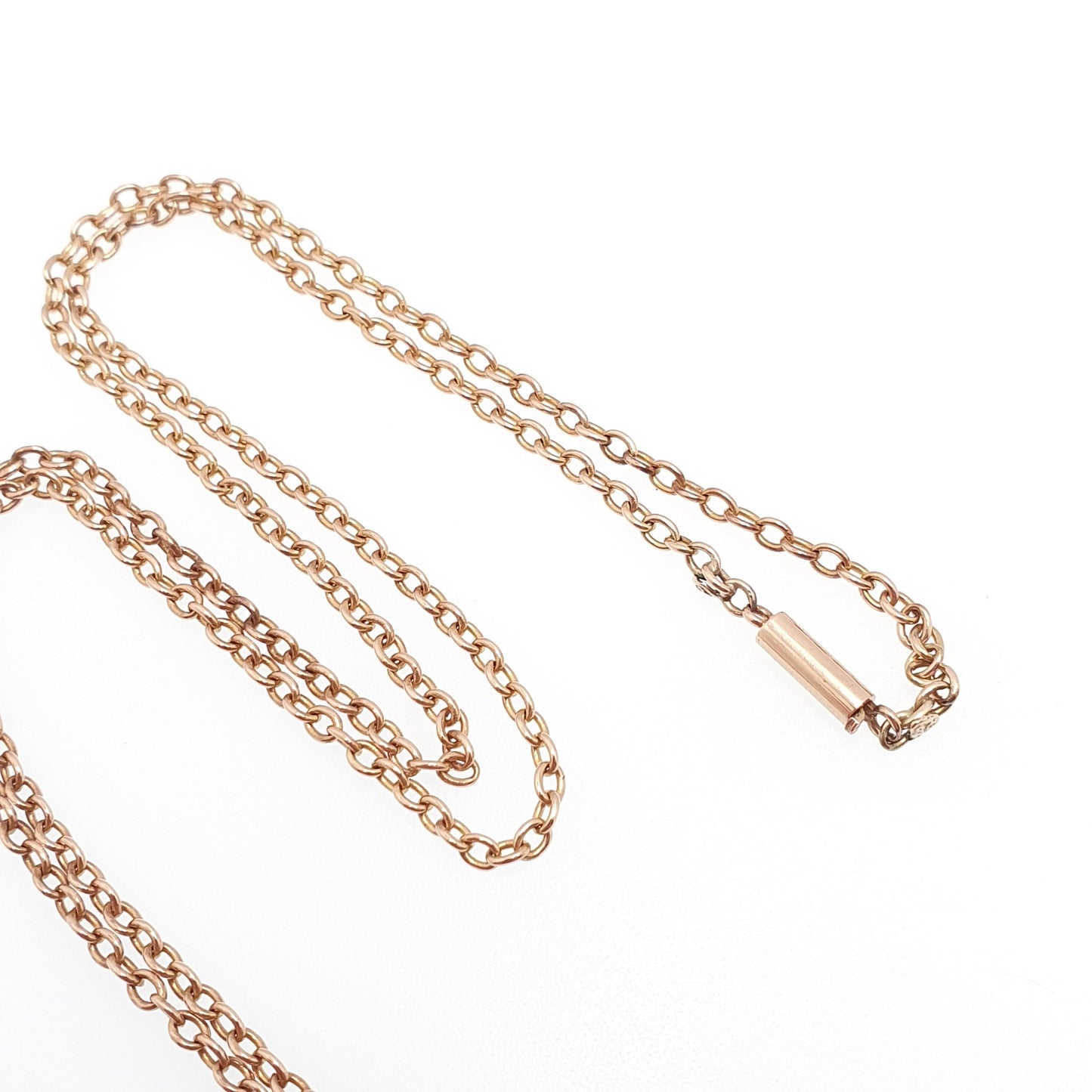 Antique Victorian 9ct Rose Gold Chain Necklace Cable Link Oval Trace Solid 9k 9kt 51cm 20" 5.61g Vintage Womens Mens