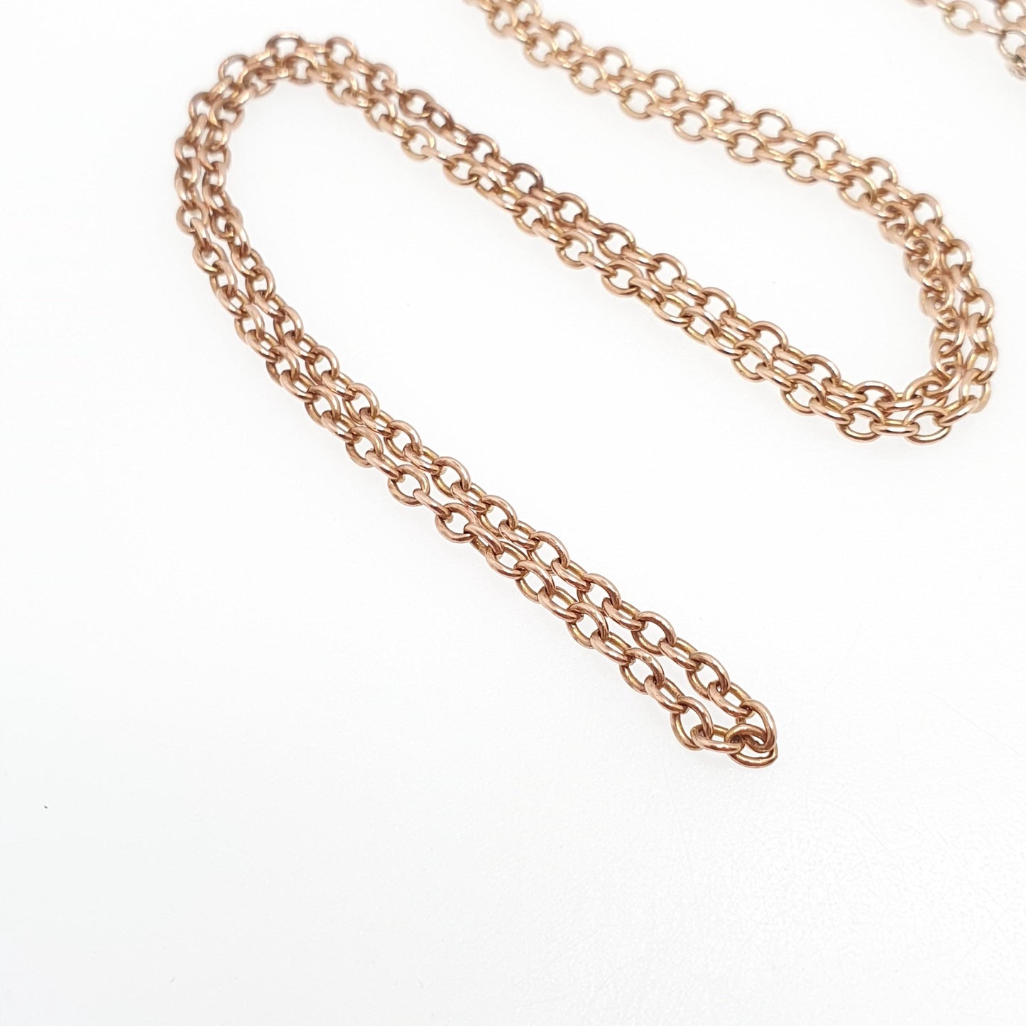 Antique Victorian 9ct Rose Gold Chain Necklace Cable Link Oval Trace Solid 9k 9kt 51cm 20" 5.61g Vintage Womens Mens
