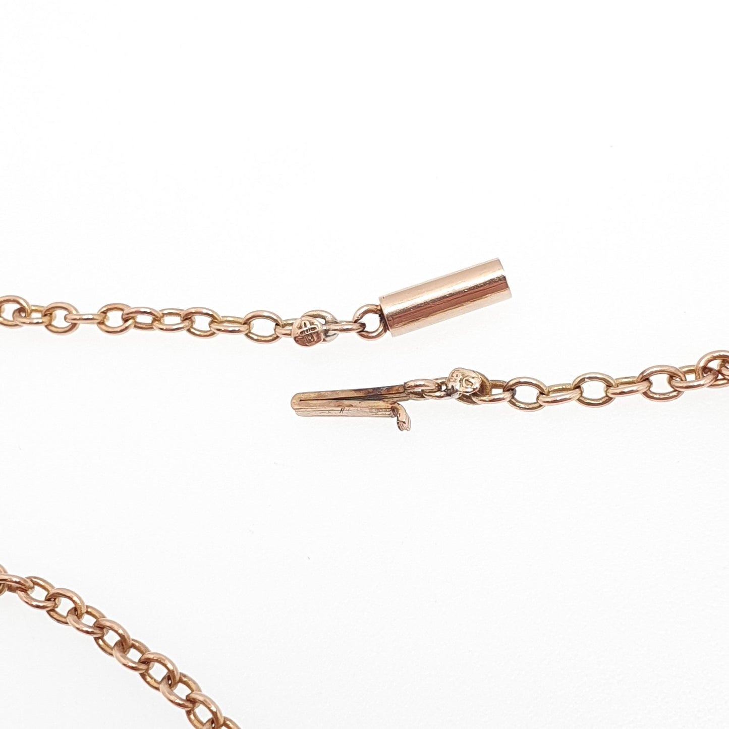 Antique Victorian 9ct Rose Gold Chain Necklace Cable Link Oval Trace Solid 9k 9kt 51cm 20" 5.61g Vintage Womens Mens